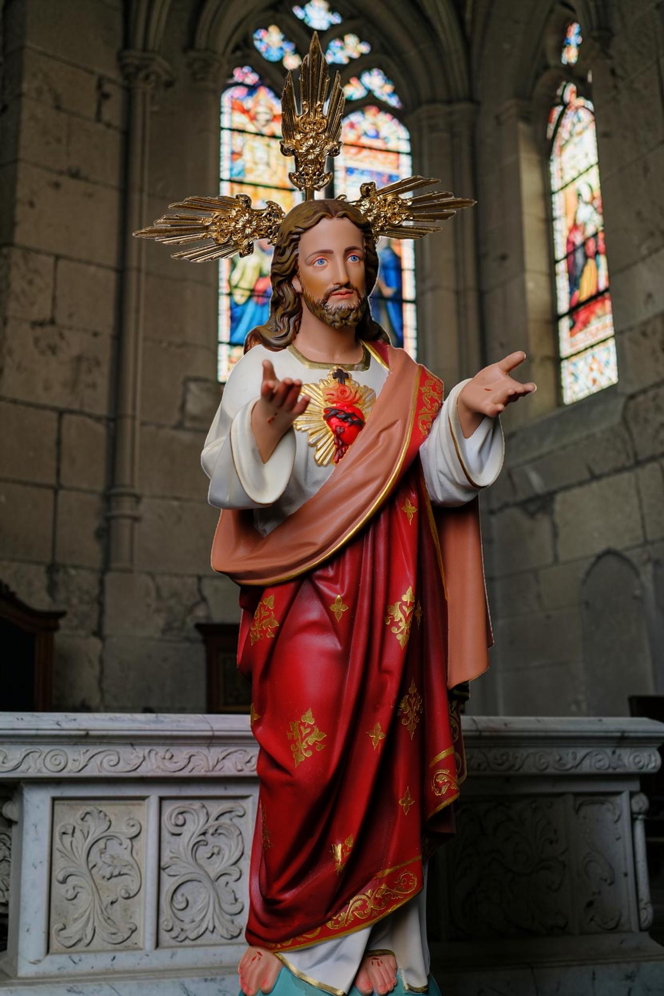 Sacred Heart of Jesus Statue 40cm Catholic Statue Handmade Religious Figurine Prayer Altar Decor Catholic Gift Home Shrine __etsy:8089207002