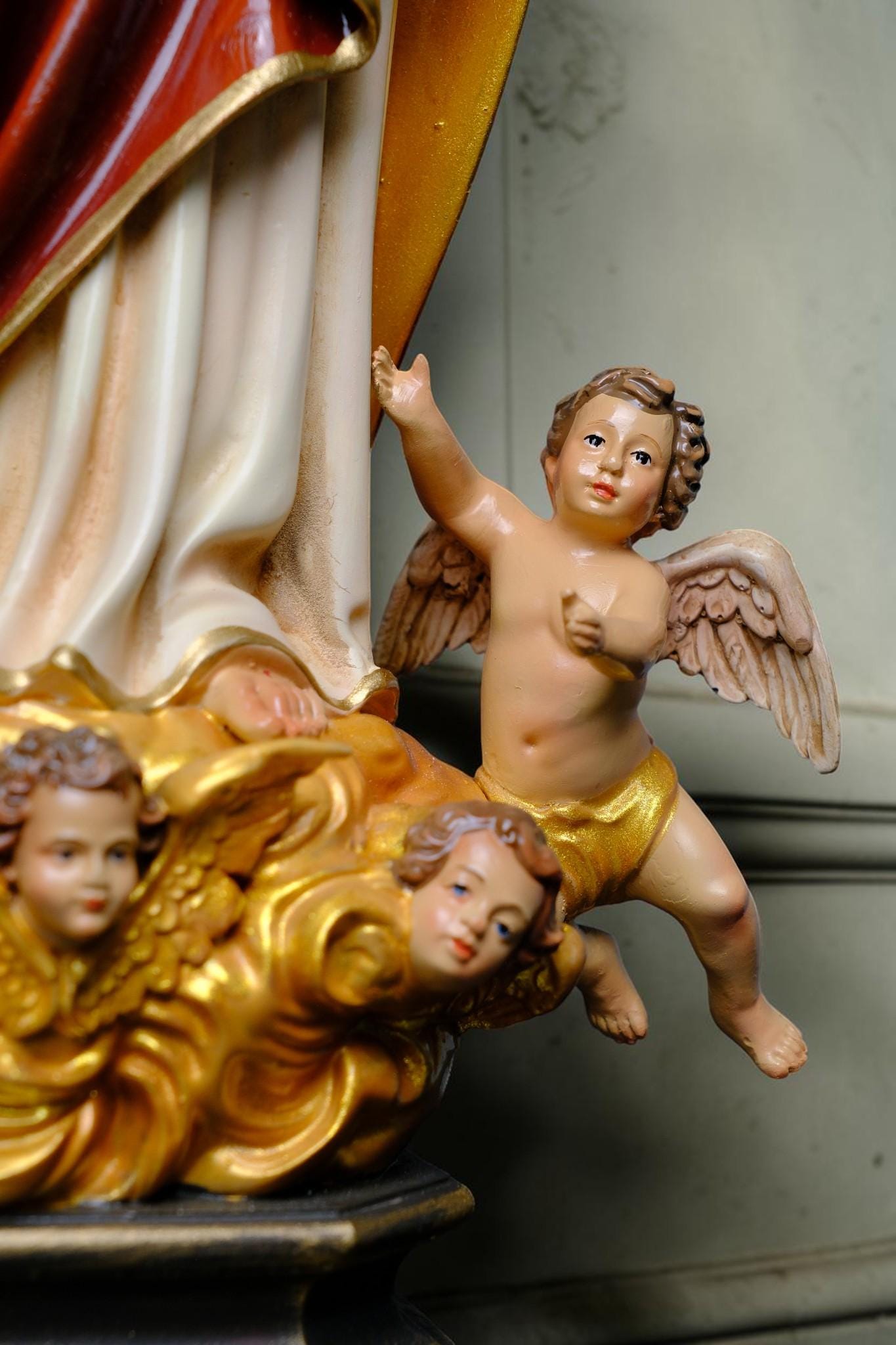 Sacred Heart of Jesus Statue with Angels, Handmade Catholic Statue, Religious Home Altar Decor, Christian Gift, 35cm 60cm __etsy:8162336606