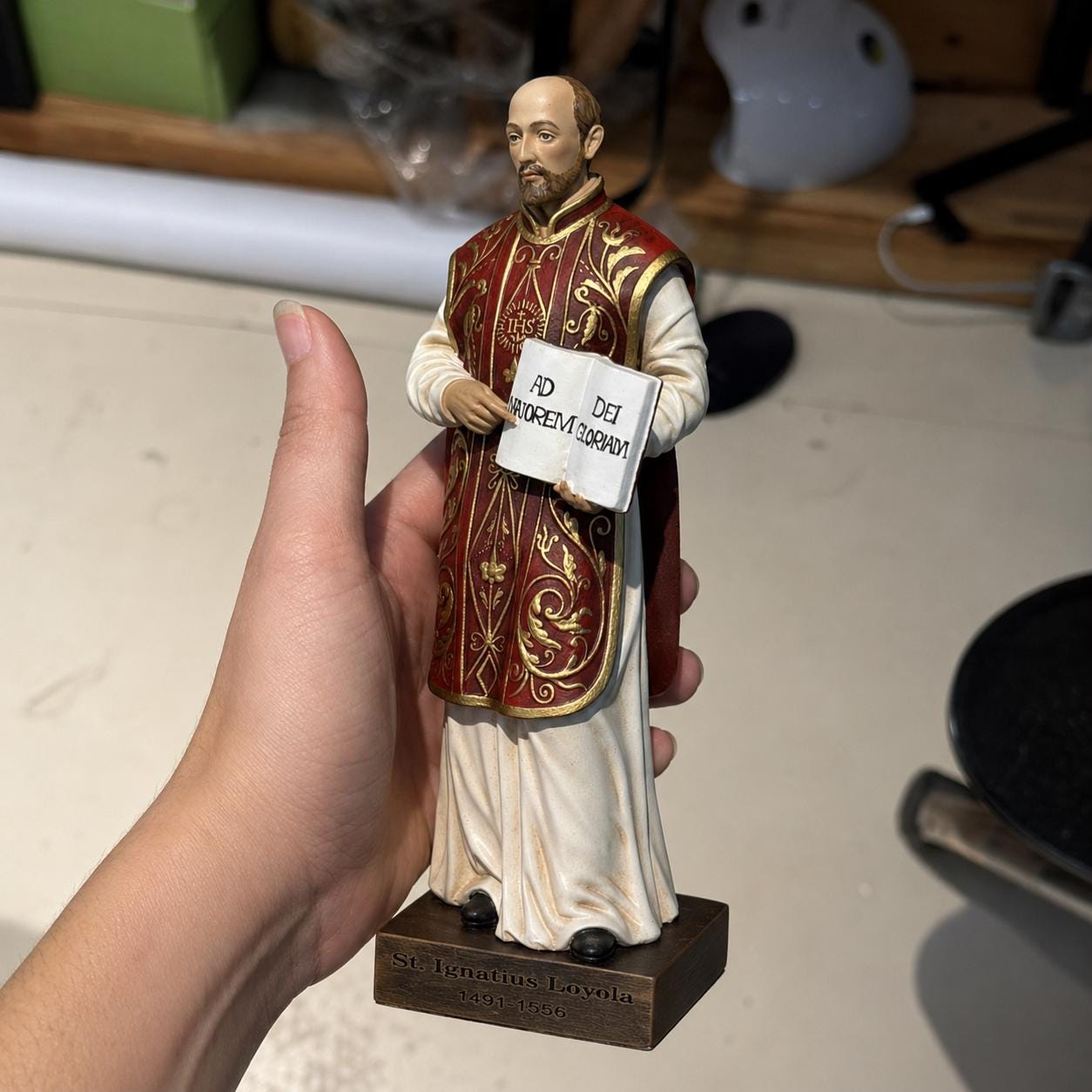 St Ignatius Loyola Statue Catholic Saint Figurine Handmade Religious Decor Prayer Altar Desk Statue Catholic Gift for Jesuit __etsy:8071696198