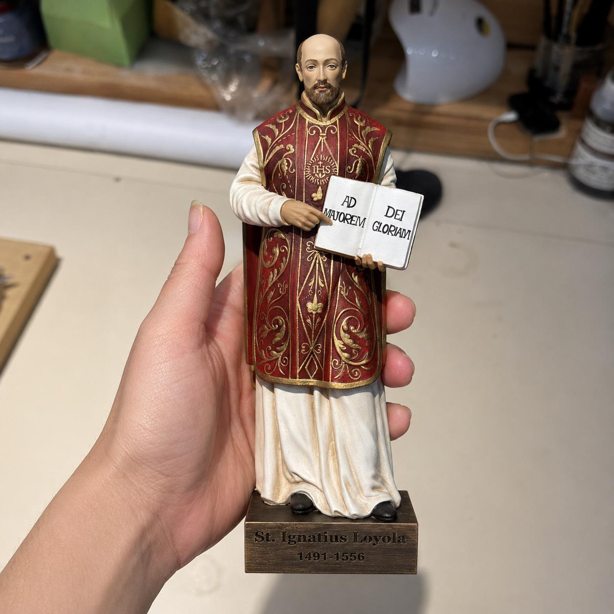 St Ignatius Loyola Statue Catholic Saint Figurine Handmade Religious Decor Prayer Altar Desk Statue Catholic Gift for Jesuit __etsy:8071696208