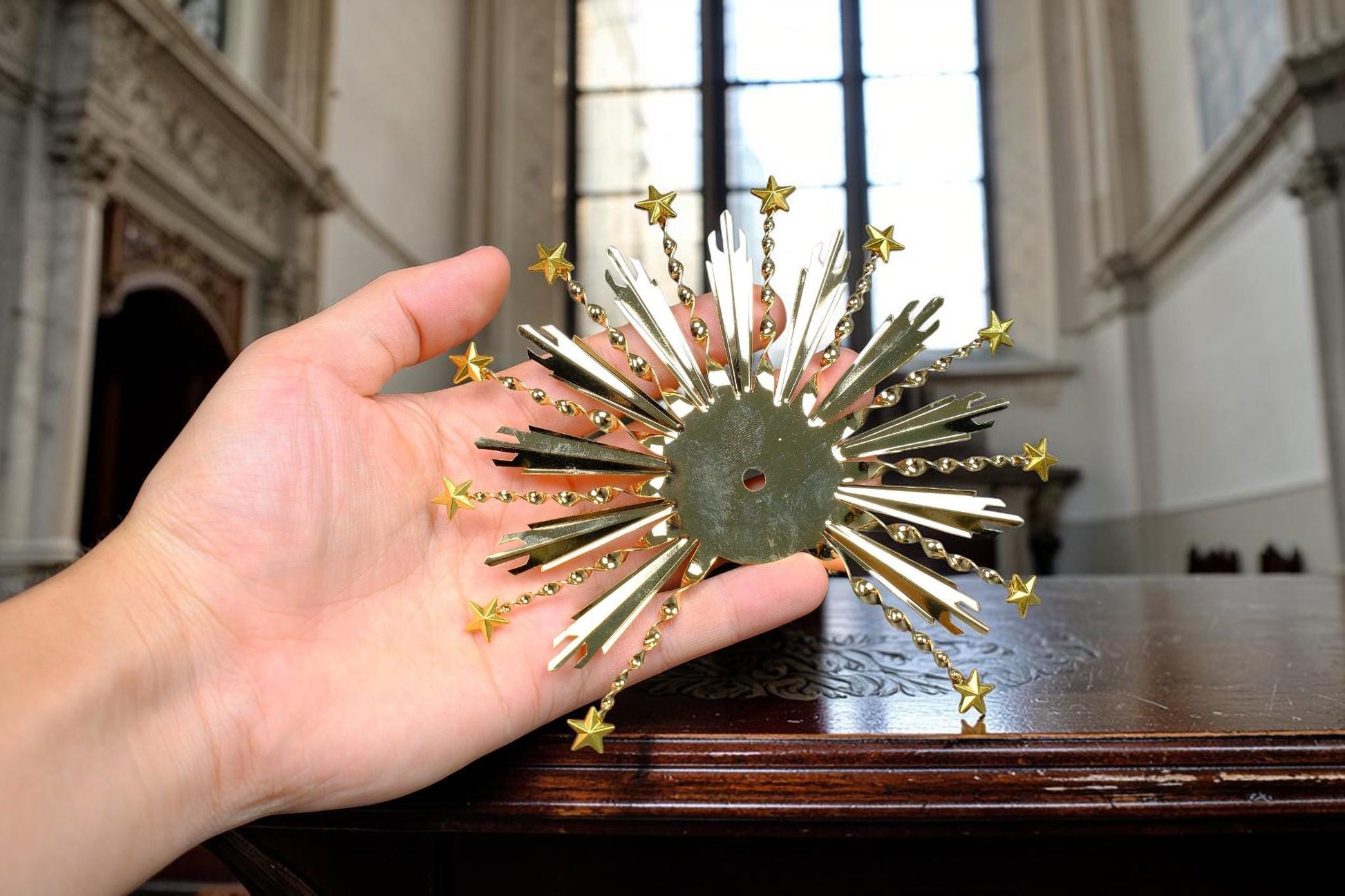 12 Star Halo for Catholic Statues, Gold Plated Brass Halo, Virgin Mary Statue Halo, Replacement Halo for Religious Statues __etsy:8144578281