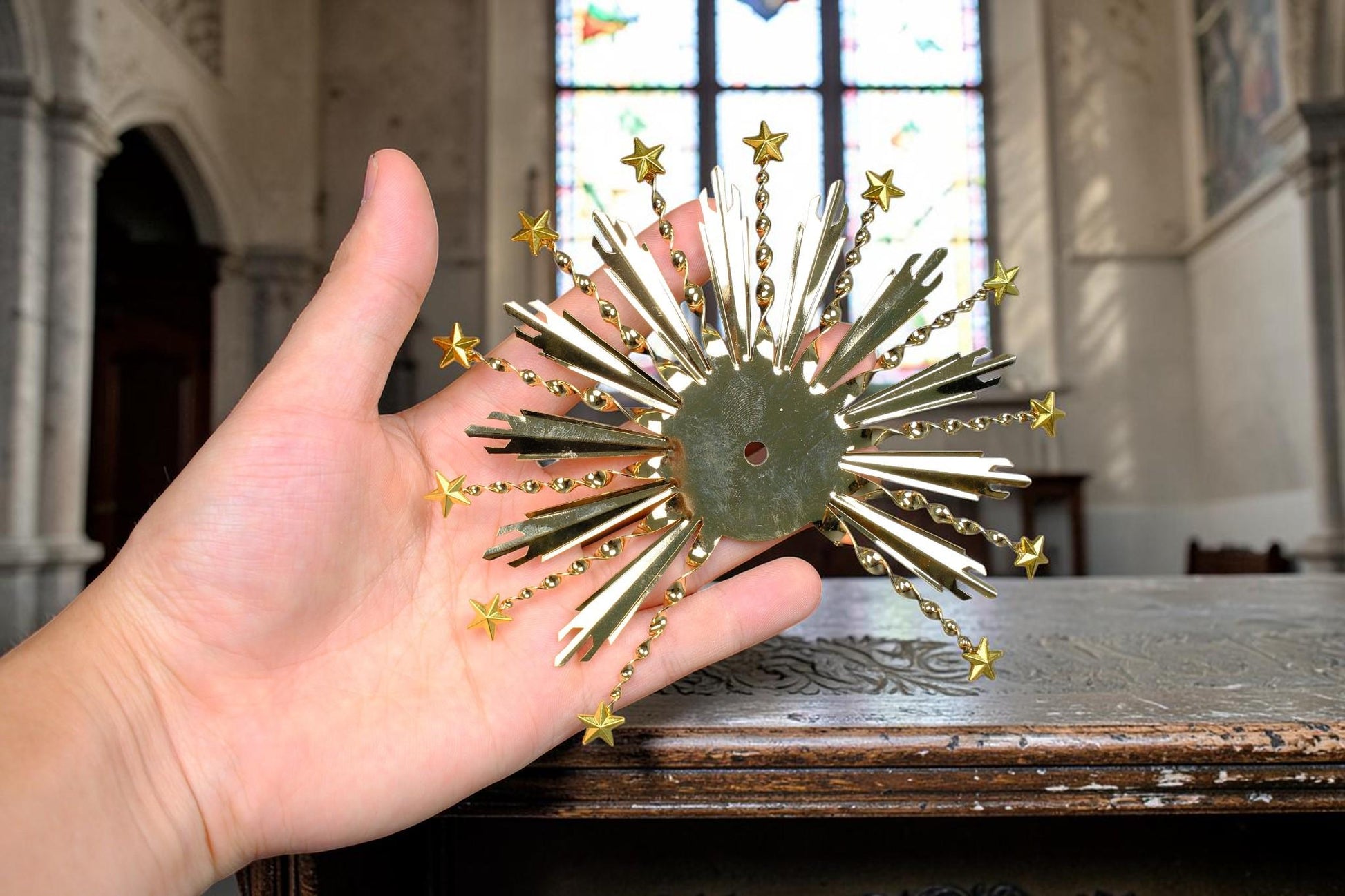 12 Star Halo for Catholic Statues, Gold Plated Brass Halo, Virgin Mary Statue Halo, Replacement Halo for Religious Statues __etsy:8144578283