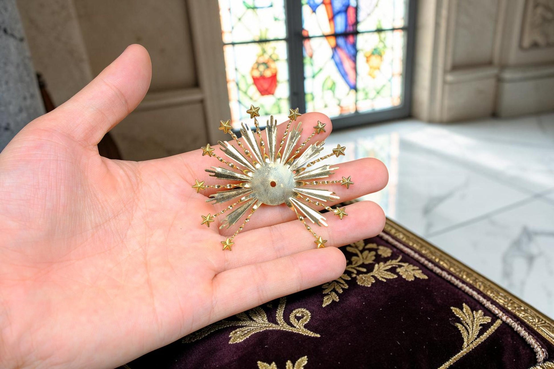 12 Star Halo for Catholic Statues, Gold Plated Brass Halo, Virgin Mary Statue Halo, Replacement Halo for Religious Statues __etsy:8096673954