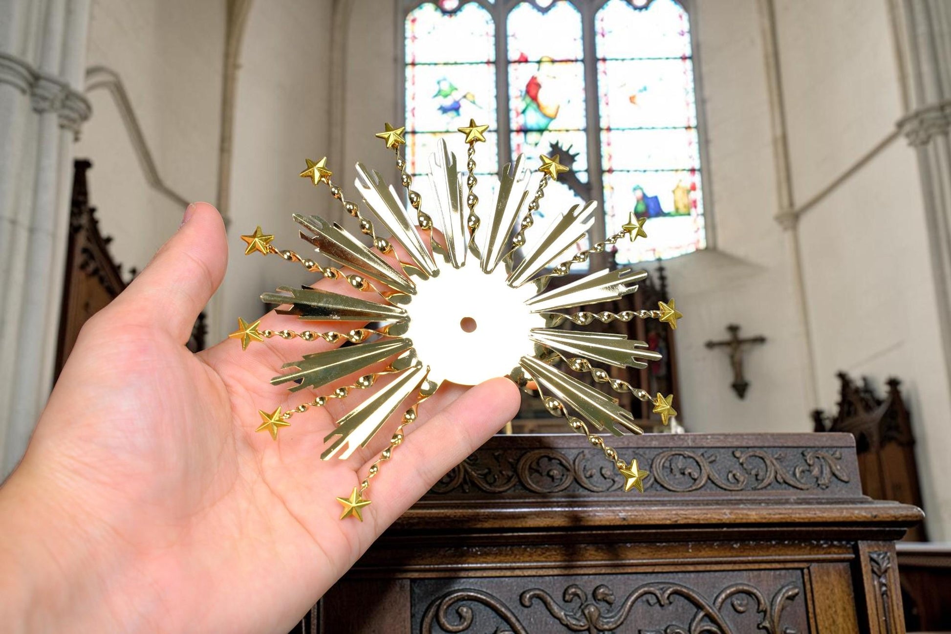 12 Star Halo for Catholic Statues, Gold Plated Brass Halo, Virgin Mary Statue Halo, Replacement Halo for Religious Statues __etsy:8096673966
