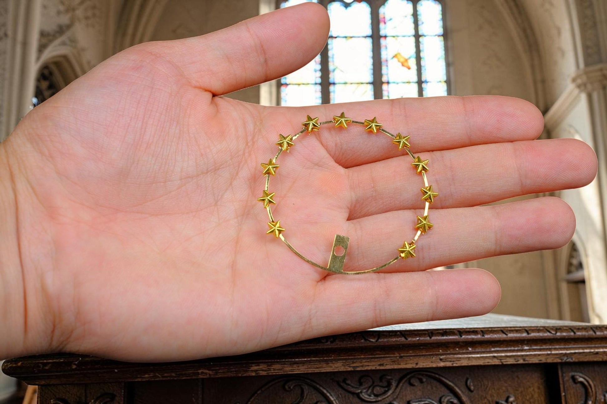 12 Star Halo for Catholic Statues, Gold Plated Brass Halo, Virgin Mary Statue Halo, Replacement Halo for Religious Statues __etsy:8144577245