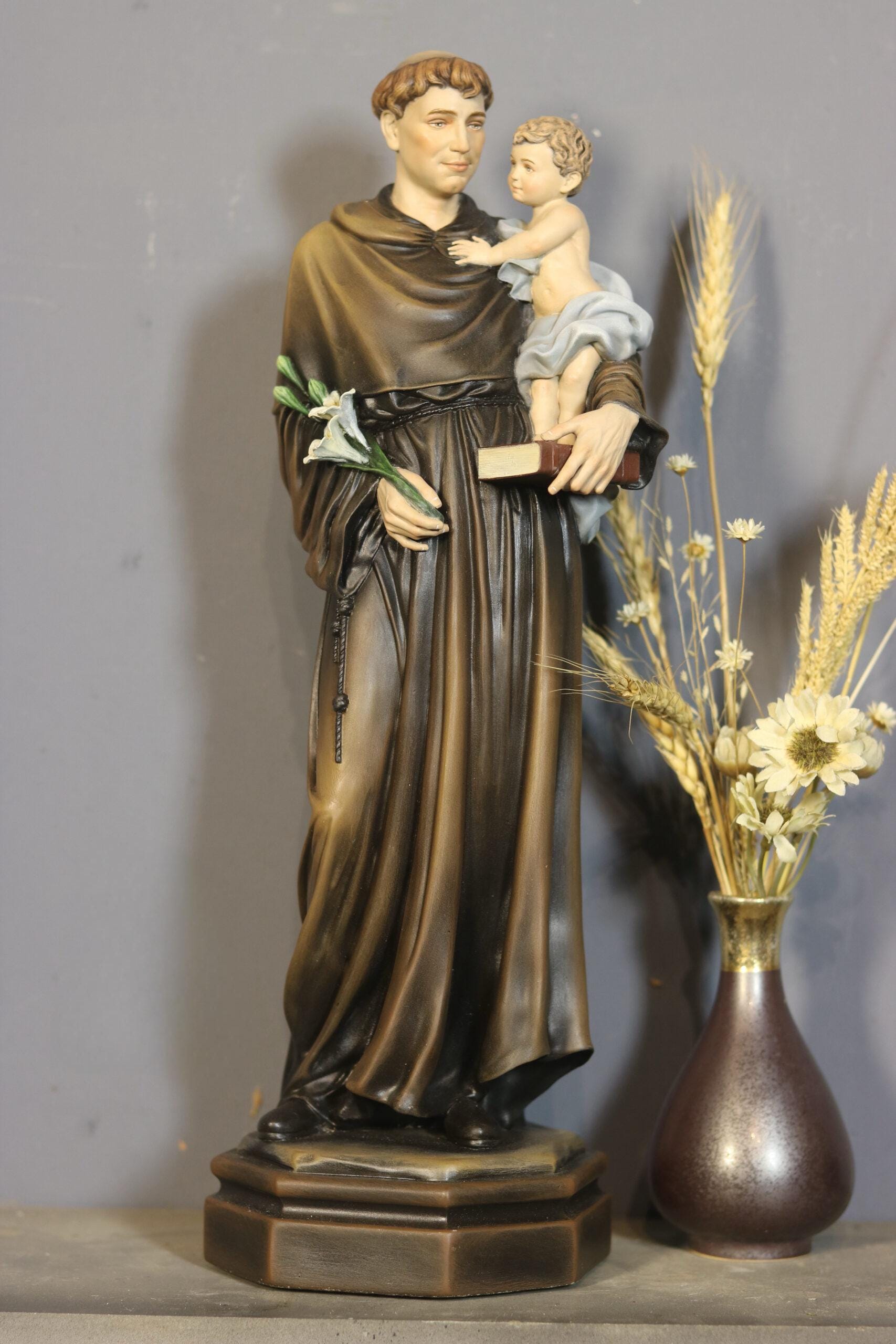 Handmade Saint Anthony of Padua Statue: Catholic Home Altar Decor (etsy image id: 6921334724)