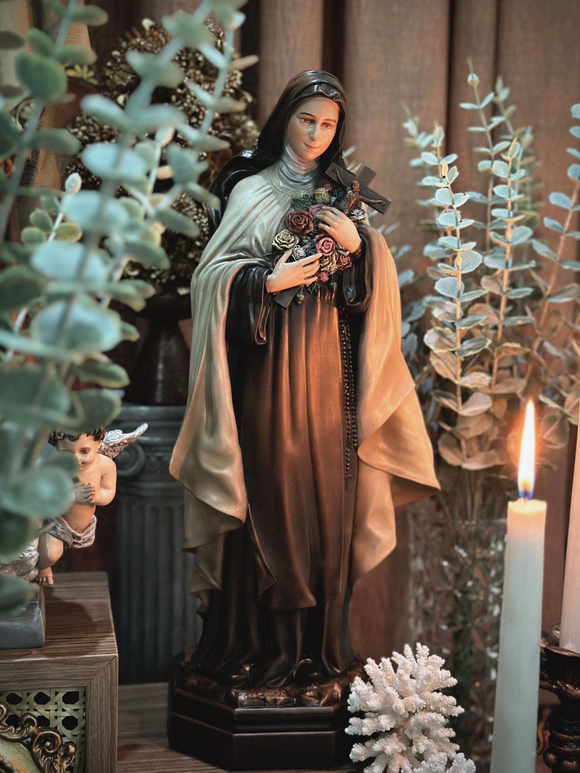 Handmade Saint Teresa Statue: Catholic Home Altar Figurine (etsy image id: 6921358922)