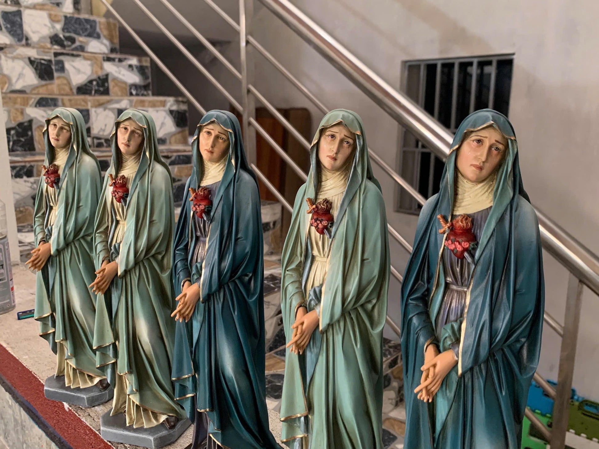 Hand-Painted Our Lady of Sorrows Statue: Catholic Home Decor (11.8 inches __etsy:6925109573