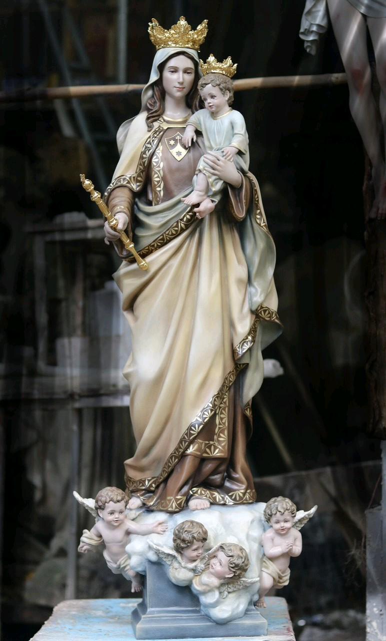 Handmade Our Lady of Mount Carmel Statue: Antique-Style Catholic Decor __etsy:7001196951