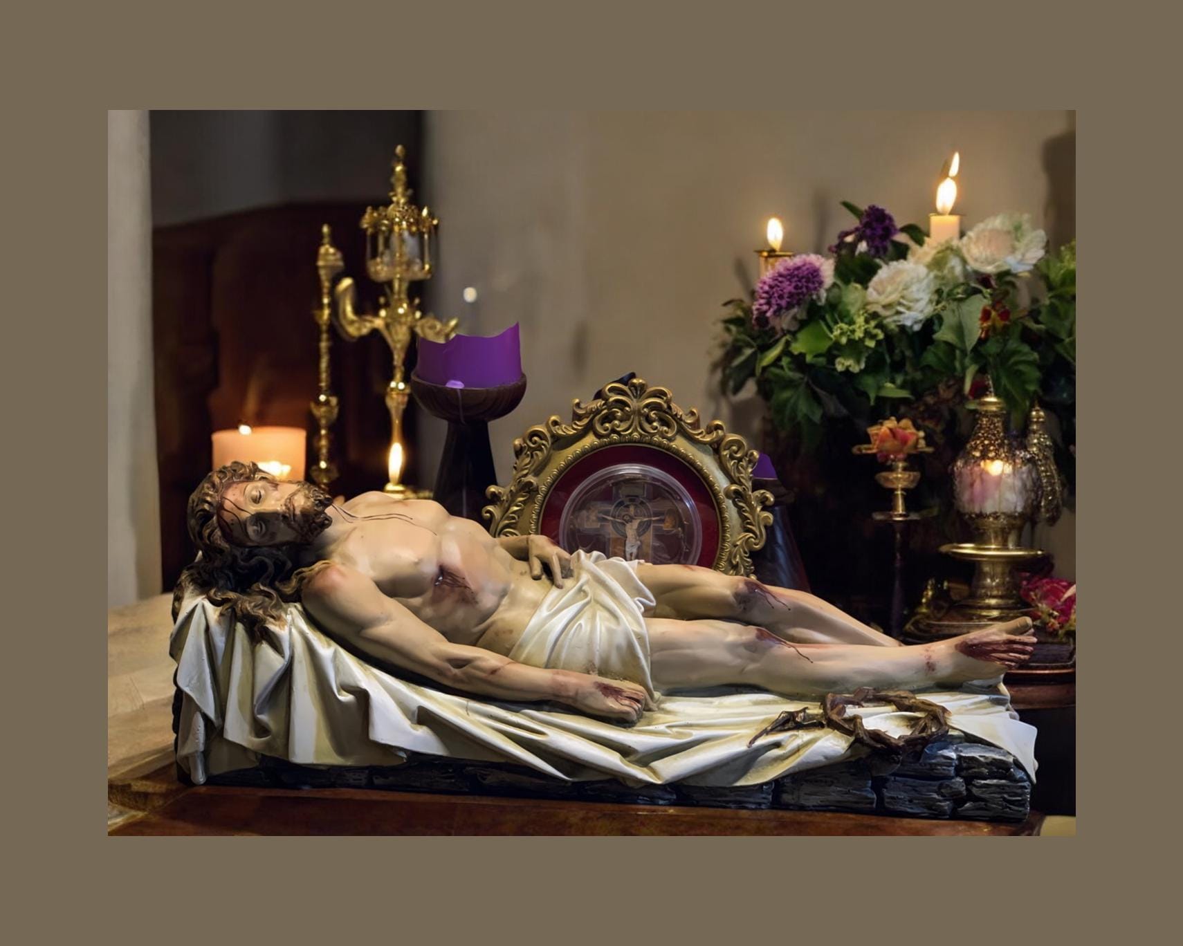 Handcrafted Jesus Entombment Statue: Antique-Style Catholic Figurine (etsy image id: 7041927724)