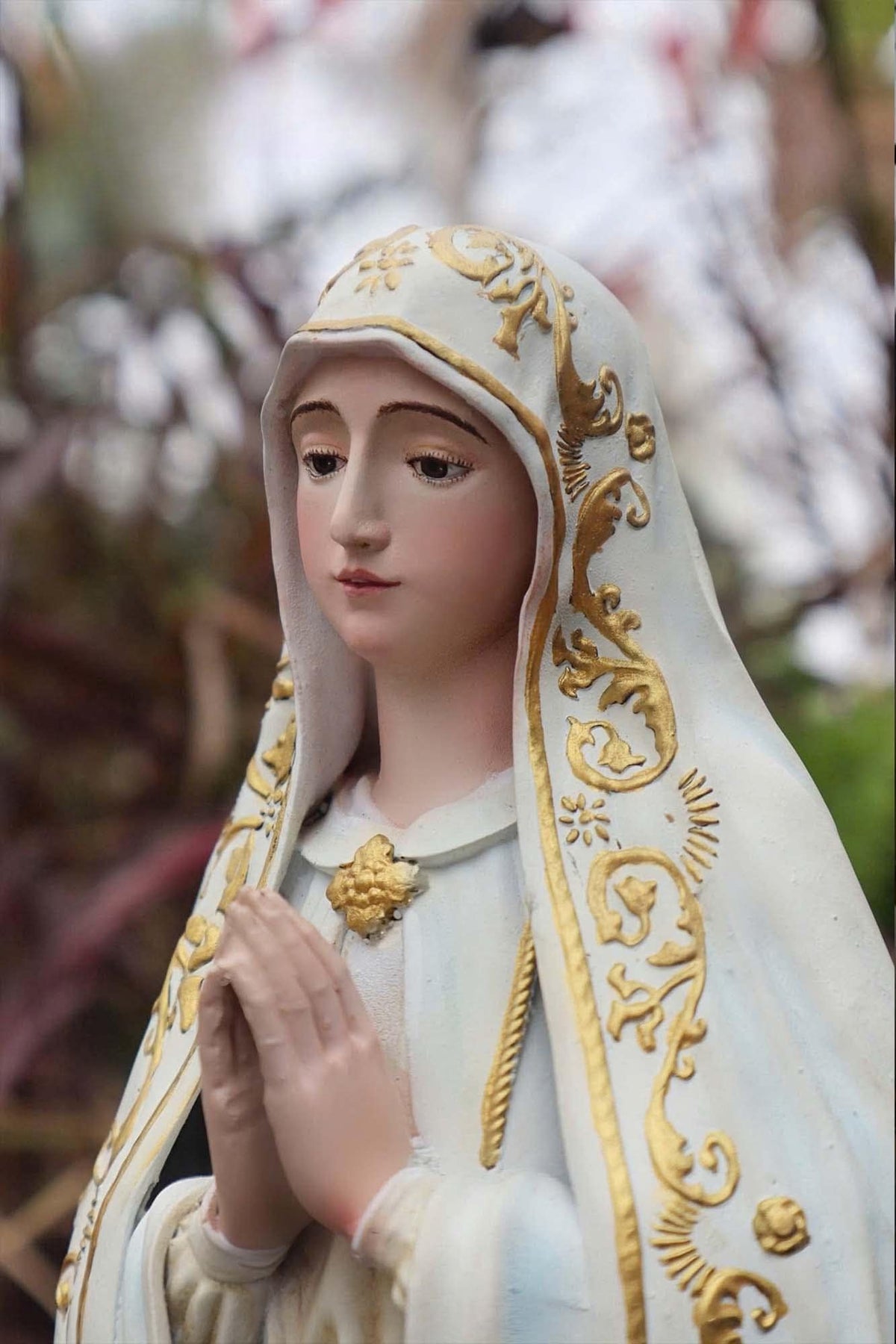 Handmade Our Lady of Fatima Statue: Catholic Home Altar Decor, Crown & Halo Included __etsy:7101163512
