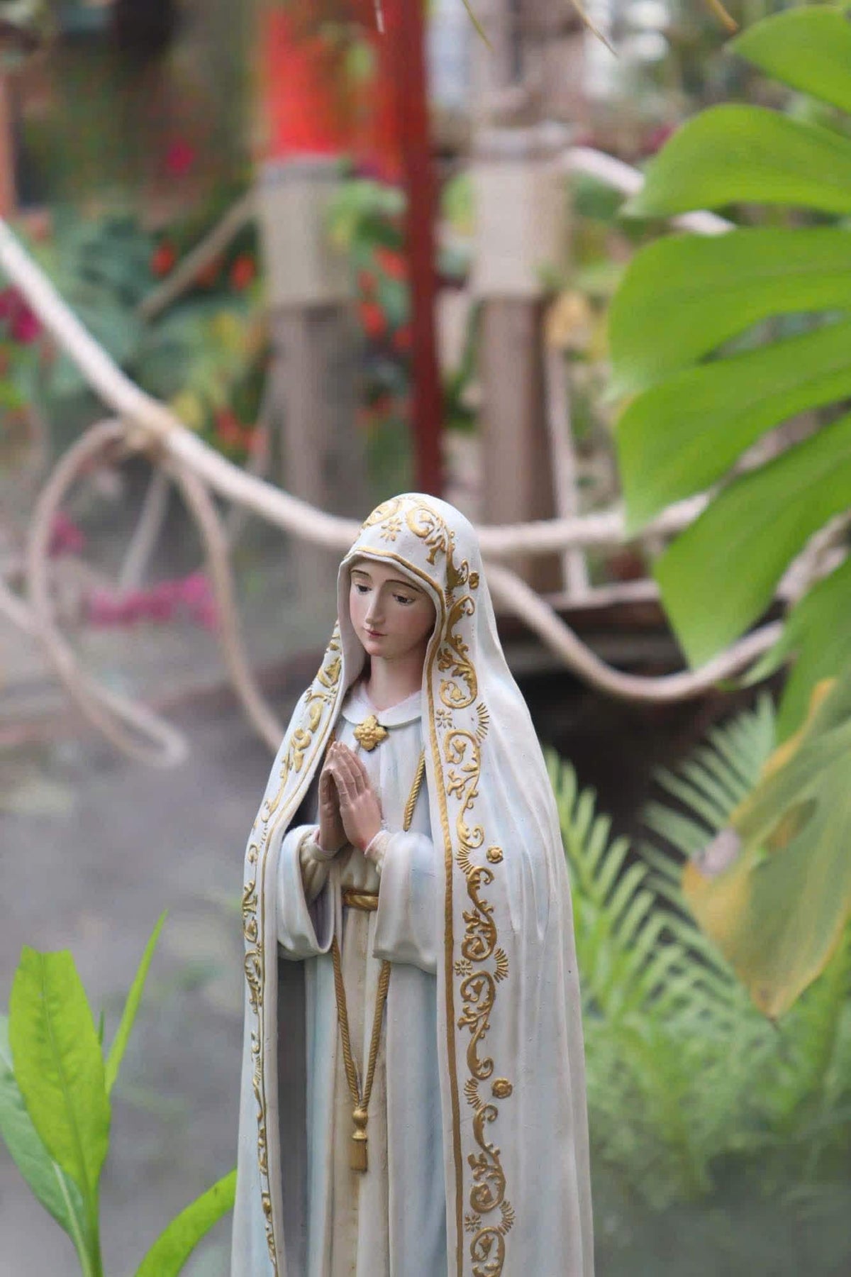 Handmade Our Lady of Fatima Statue: Catholic Home Altar Decor, Crown & Halo Included __etsy:7101163516