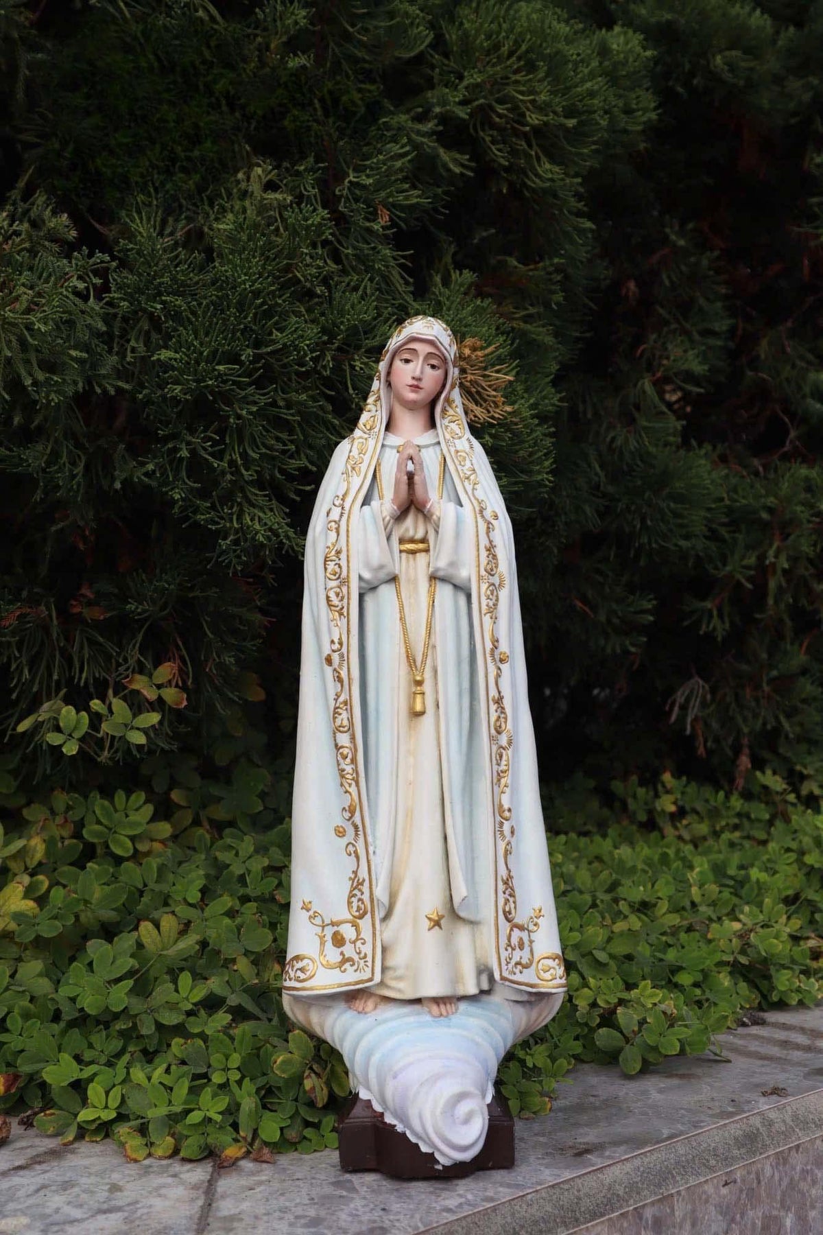 Handmade Our Lady of Fatima Statue: Catholic Home Altar Decor, Crown & Halo Included __etsy:7101163964