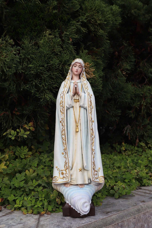 Handmade Our Lady of Fatima Statue: Catholic Home Altar Decor, Crown & Halo Included __etsy:7101163964