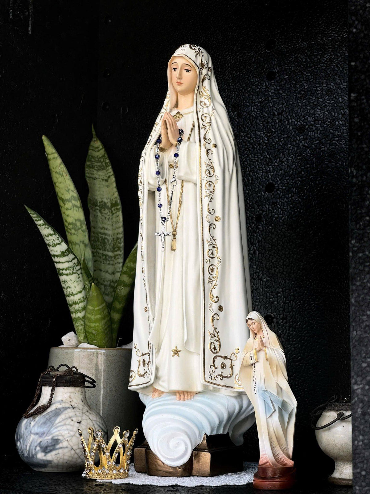 Handmade Our Lady of Fatima Statue: Catholic Home Altar Decor, Crown & Halo Included __etsy:7101165578