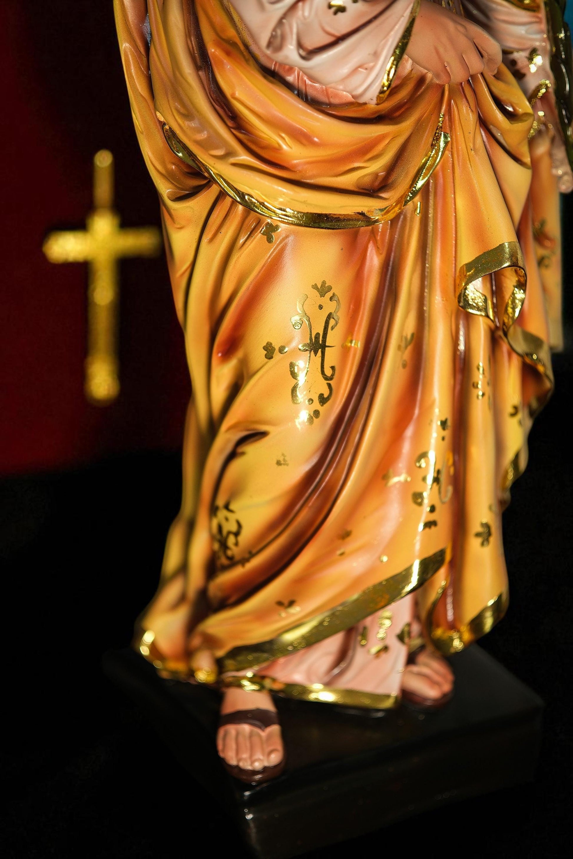 Handcrafted Saint Joseph Statue with Lily: Gold Leaf Catholic Gift (etsy image id: 7110145746)