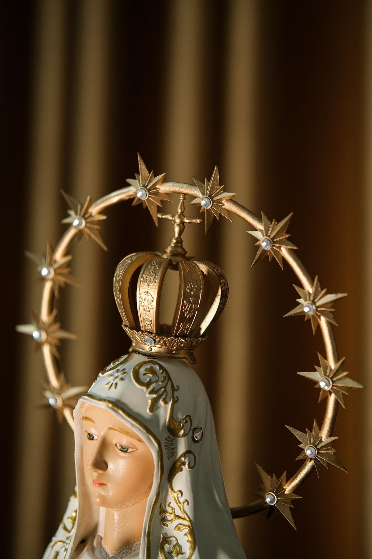 Handmade Our Lady of Fatima Statue: Catholic Home Altar Decor, Crown & Halo Included __etsy:7148982076