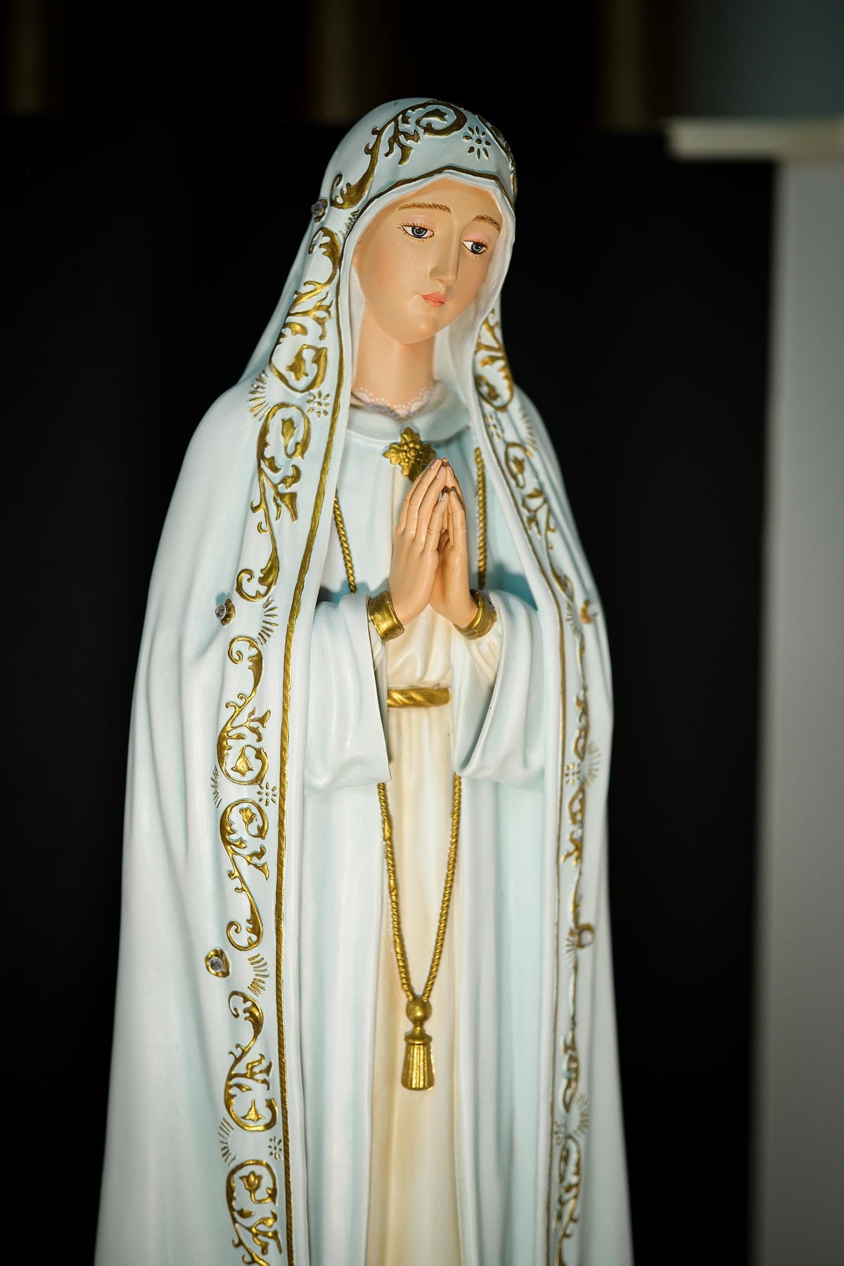 Handmade Our Lady of Fatima Statue: Catholic Home Altar Decor, Crown & Halo Included __etsy:7148999136