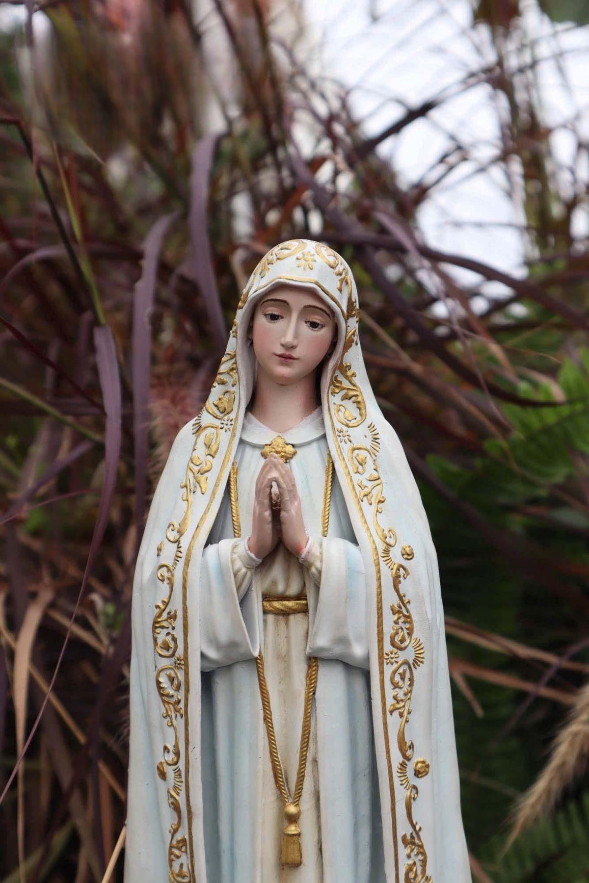 Handmade Our Lady of Fatima Statue: Catholic Home Altar Decor, Crown & Halo Included __etsy:7149130675