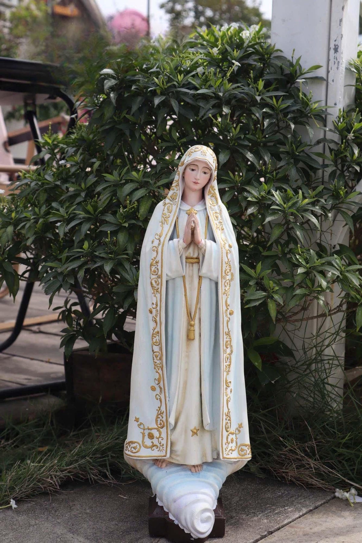 Handmade Our Lady of Fatima Statue: Catholic Home Altar Decor, Crown & Halo Included __etsy:7149130689