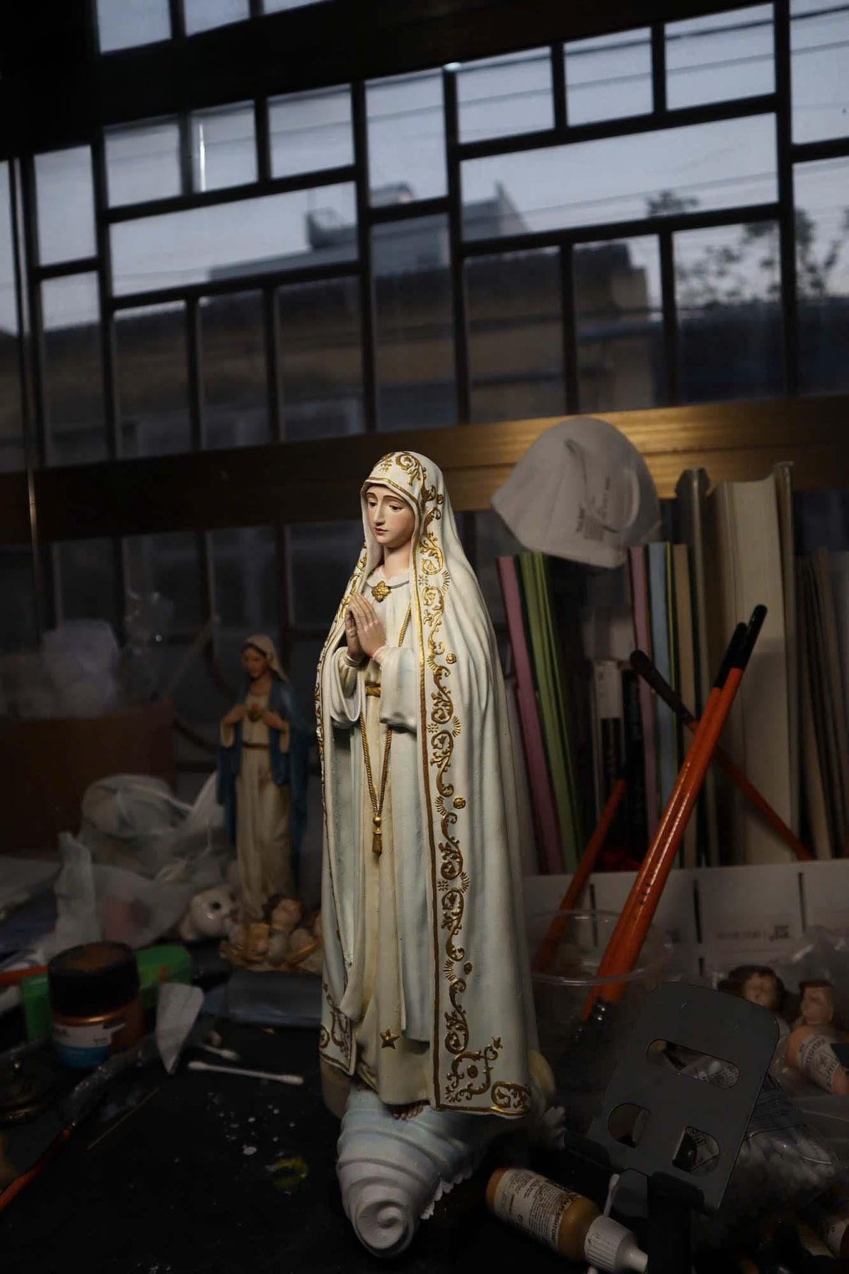 Handmade Our Lady of Fatima Statue: Catholic Home Altar Decor, Crown & Halo Included __etsy:7149130695