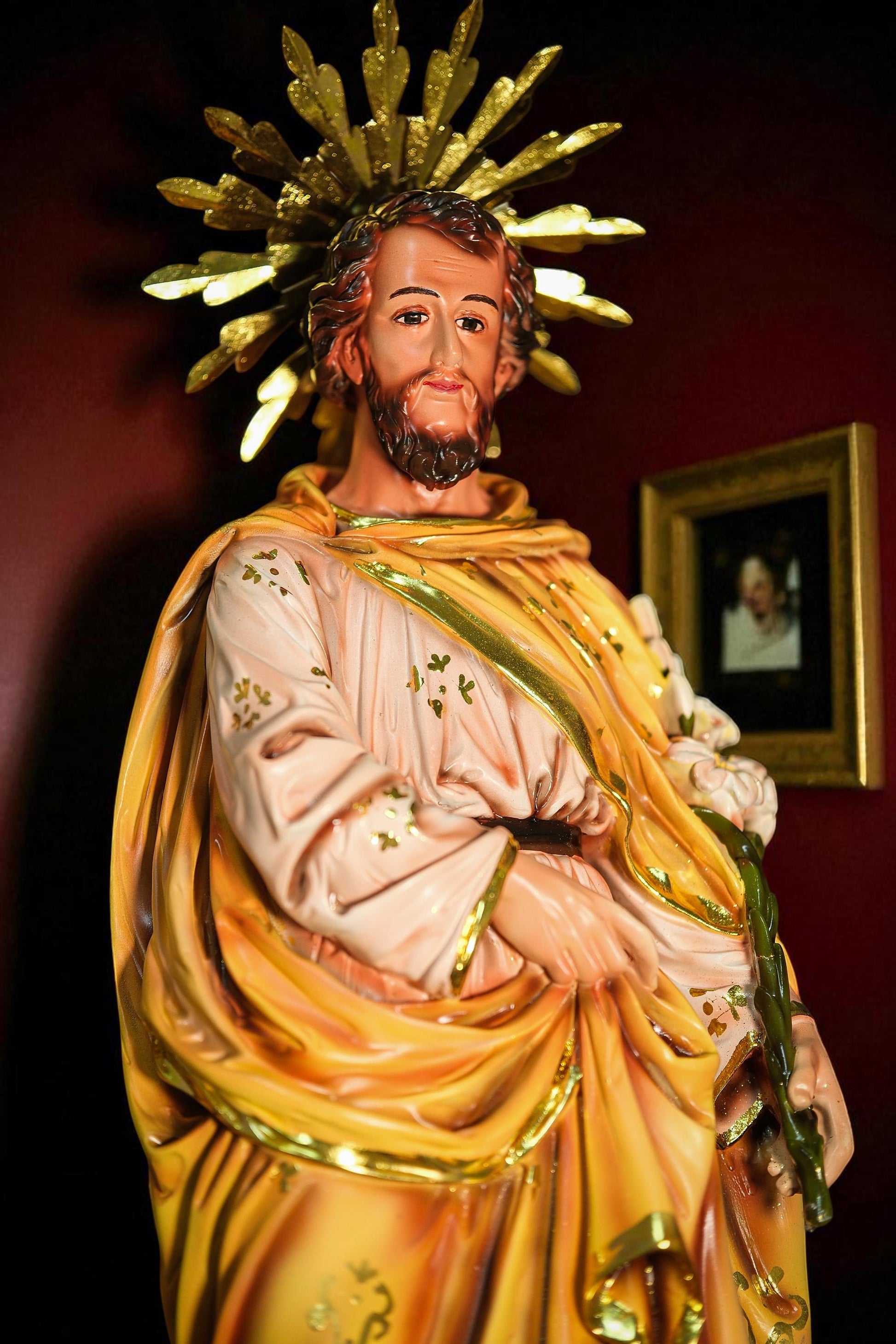 Handcrafted Saint Joseph Statue with Lily: Gold Leaf Catholic Gift (etsy image id: 7158119483)