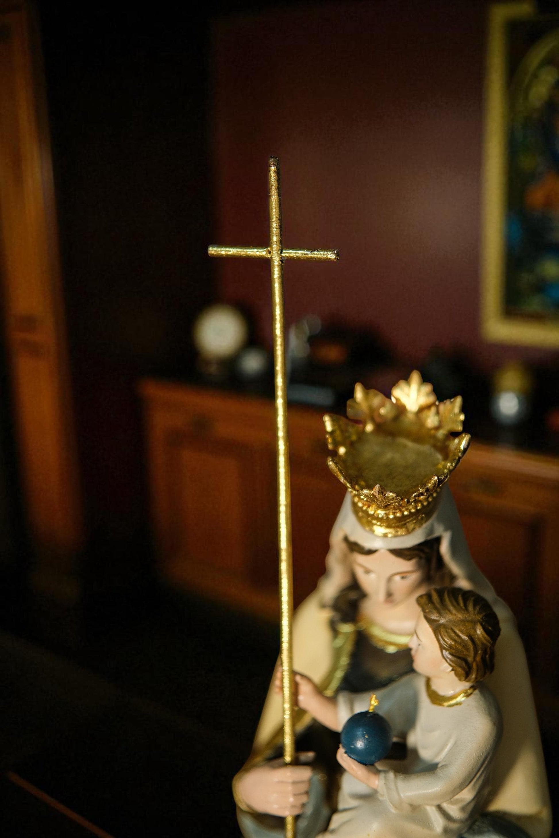 Hand-Painted Our Lady of the Apocalypse Statue: Virgin Mary, Child, Dragon (etsy image id: 7190958555)