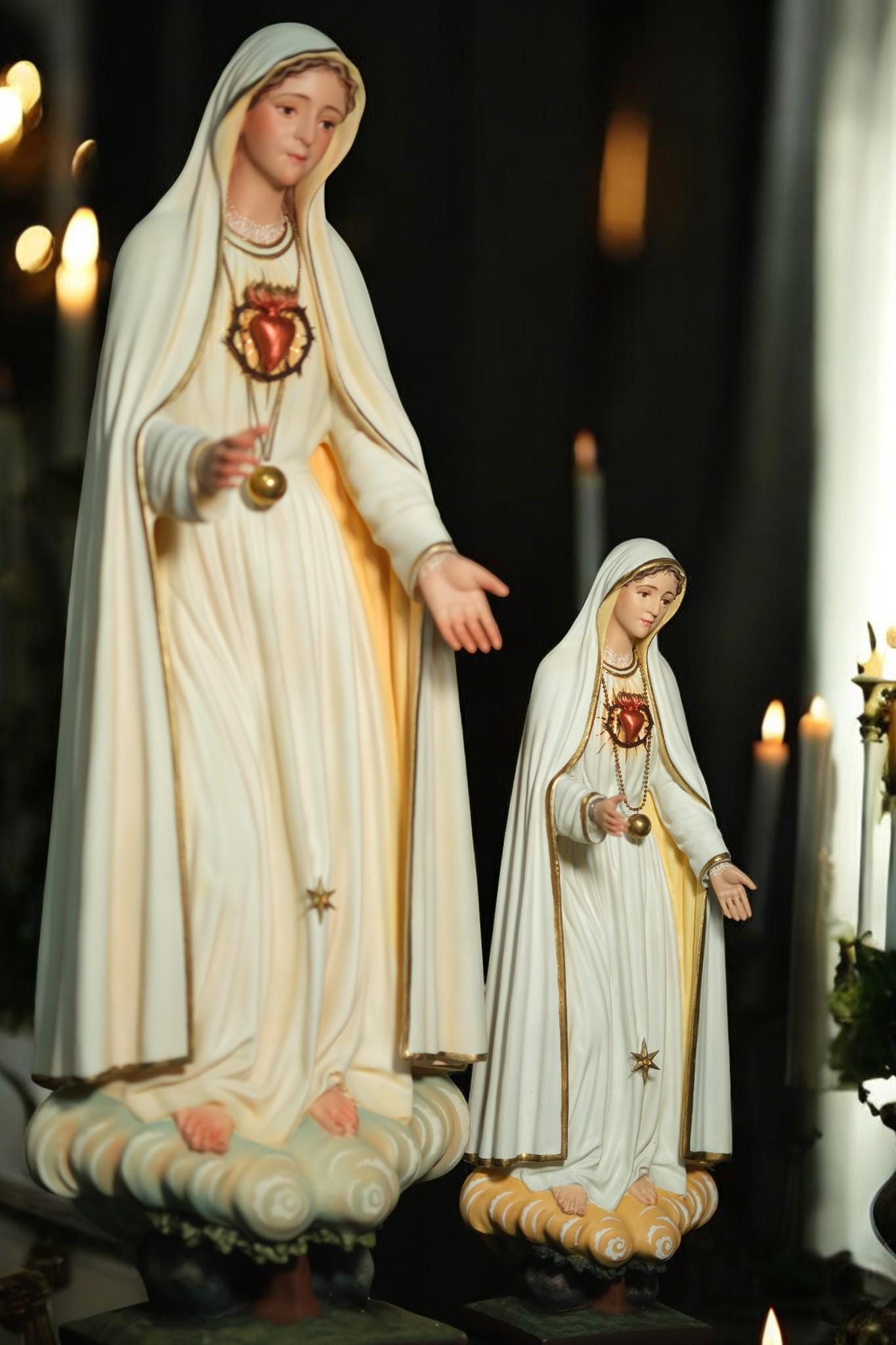 Hand-Painted Our Lady of Fatima Statue: Antique Finish Catholic Decor __etsy:7288289294