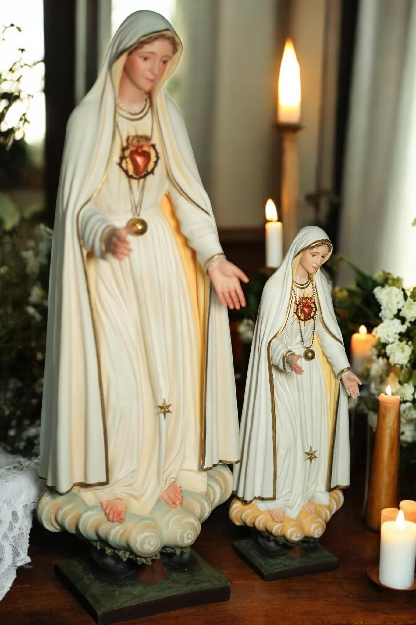 Hand-Painted Our Lady of Fatima Statue: Antique Finish Catholic Decor __etsy:7288289298
