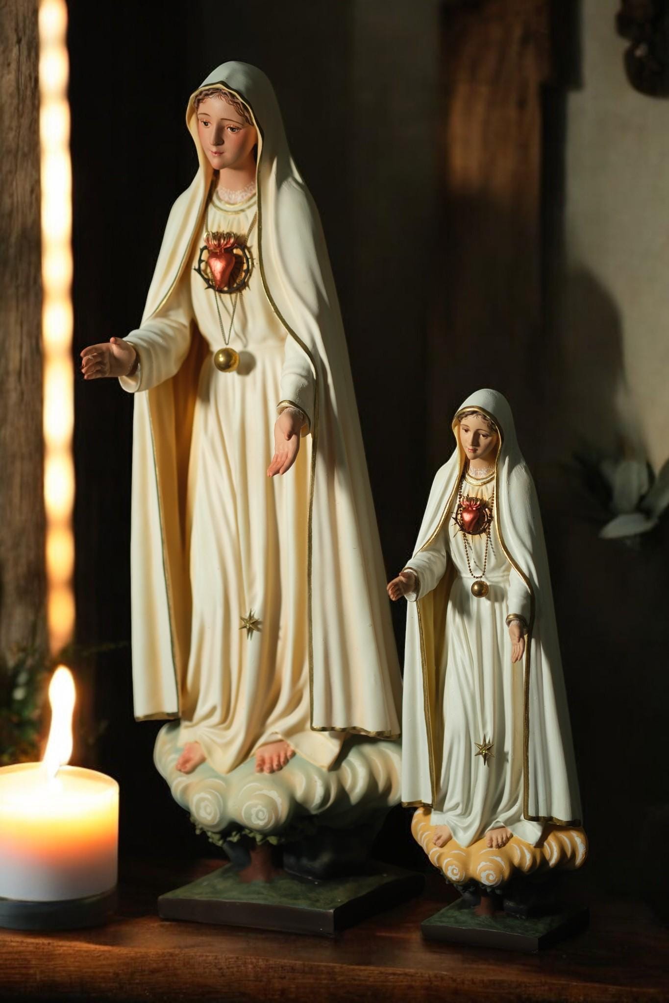 Hand-Painted Our Lady of Fatima Statue: Antique Finish Catholic Decor __etsy:7288289308