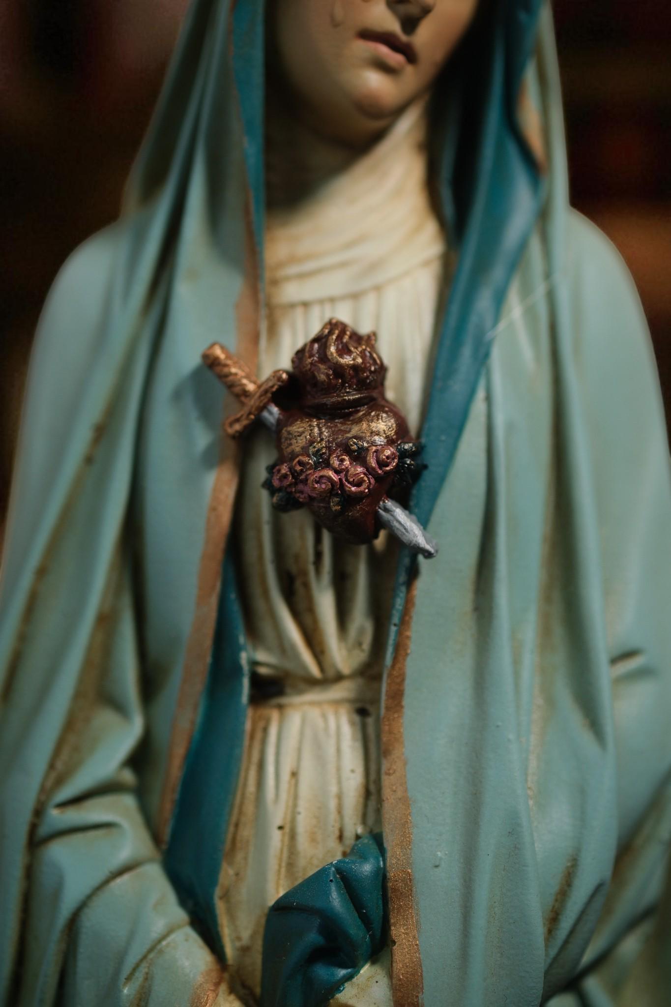 Hand-Painted Our Lady of Sorrows Statue: Catholic Home Decor (11.8 inches __etsy:7307956030