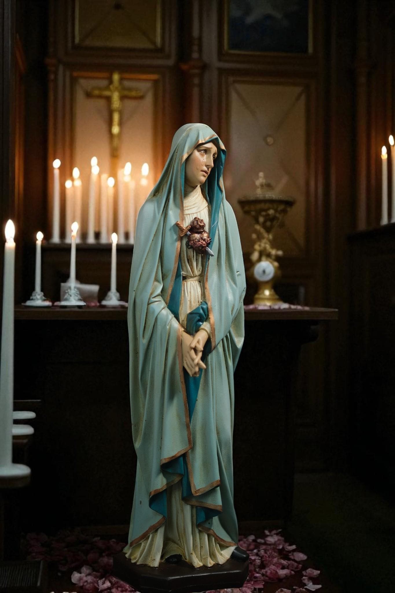 Hand-Painted Our Lady of Sorrows Statue: Catholic Home Decor (11.8 inches __etsy:7307956036
