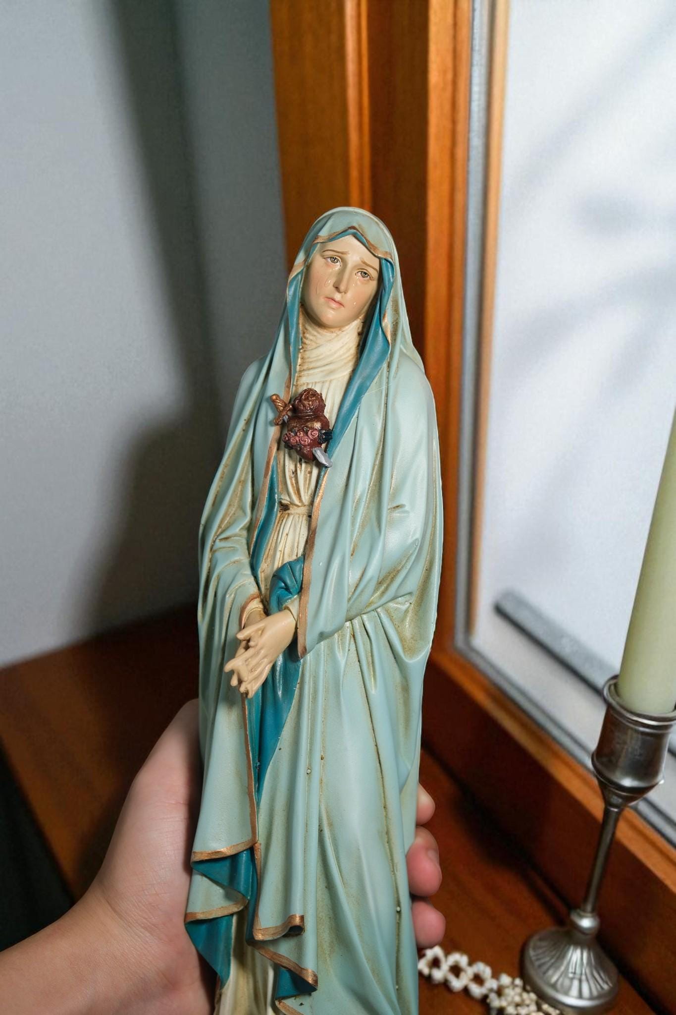 Hand-Painted Our Lady of Sorrows Statue: Catholic Home Decor (11.8 inches __etsy:7307979934