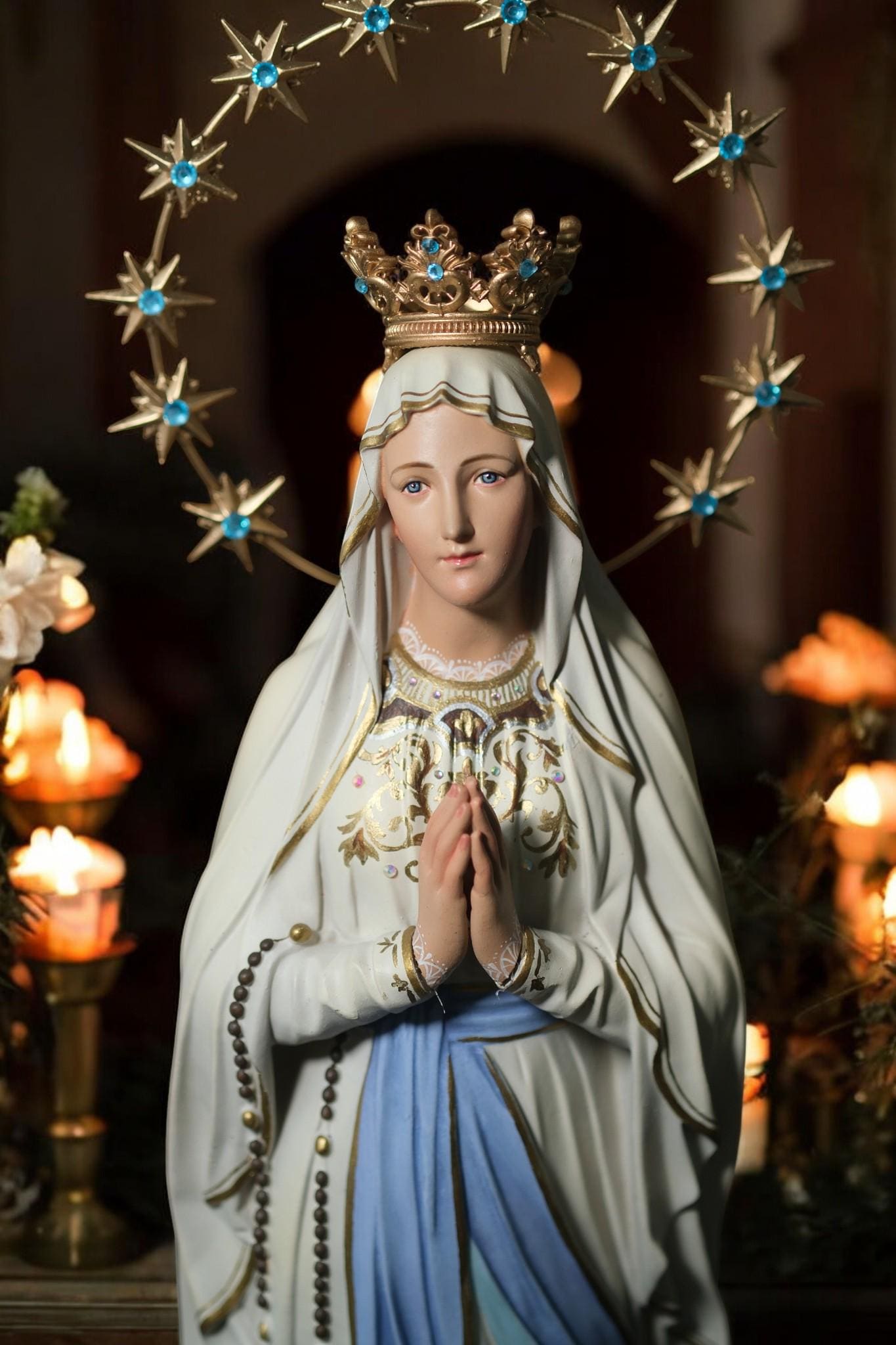 Hand-Painted Our Lady of Lourdes Statue: Antique Finish, Home Altar Decor (etsy image id: 7308031946)