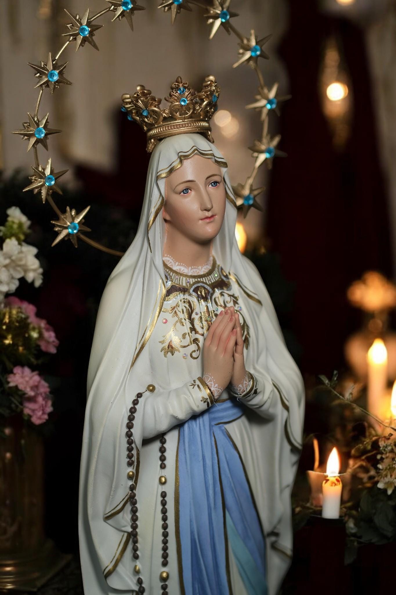 Hand-Painted Our Lady of Lourdes Statue: Antique Finish, Home Altar Decor (etsy image id: 7308031948)