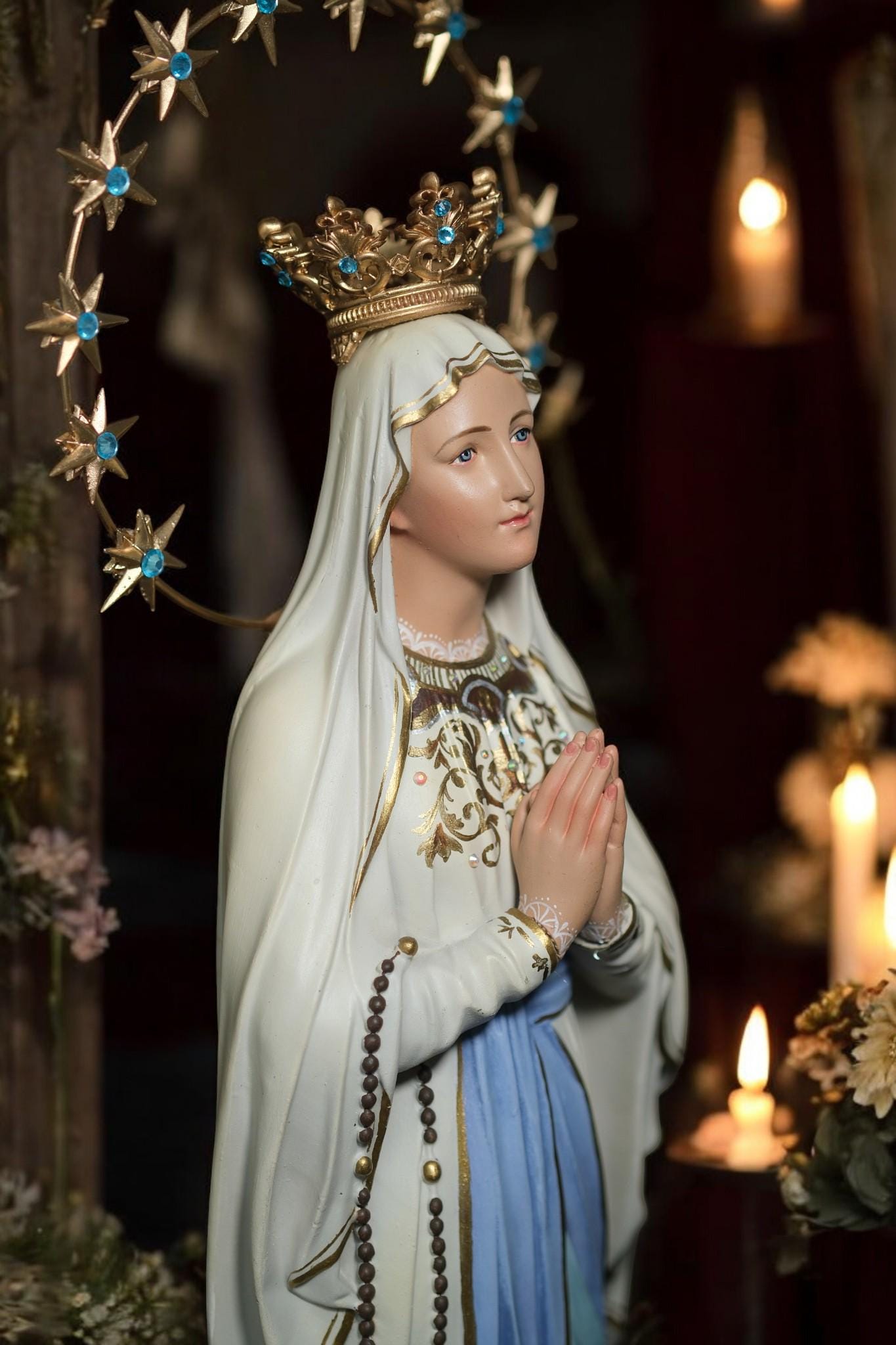Hand-Painted Our Lady of Lourdes Statue: Antique Finish, Home Altar Decor (etsy image id: 7308031950)