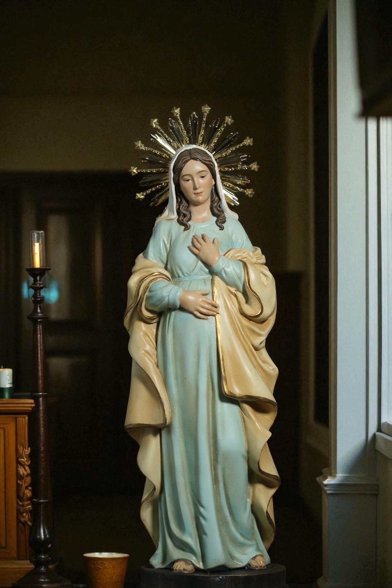 Our Lady of Hope Statue: 30cm Handcrafted Gold-Plated Crown (etsy image id: 7308061816)