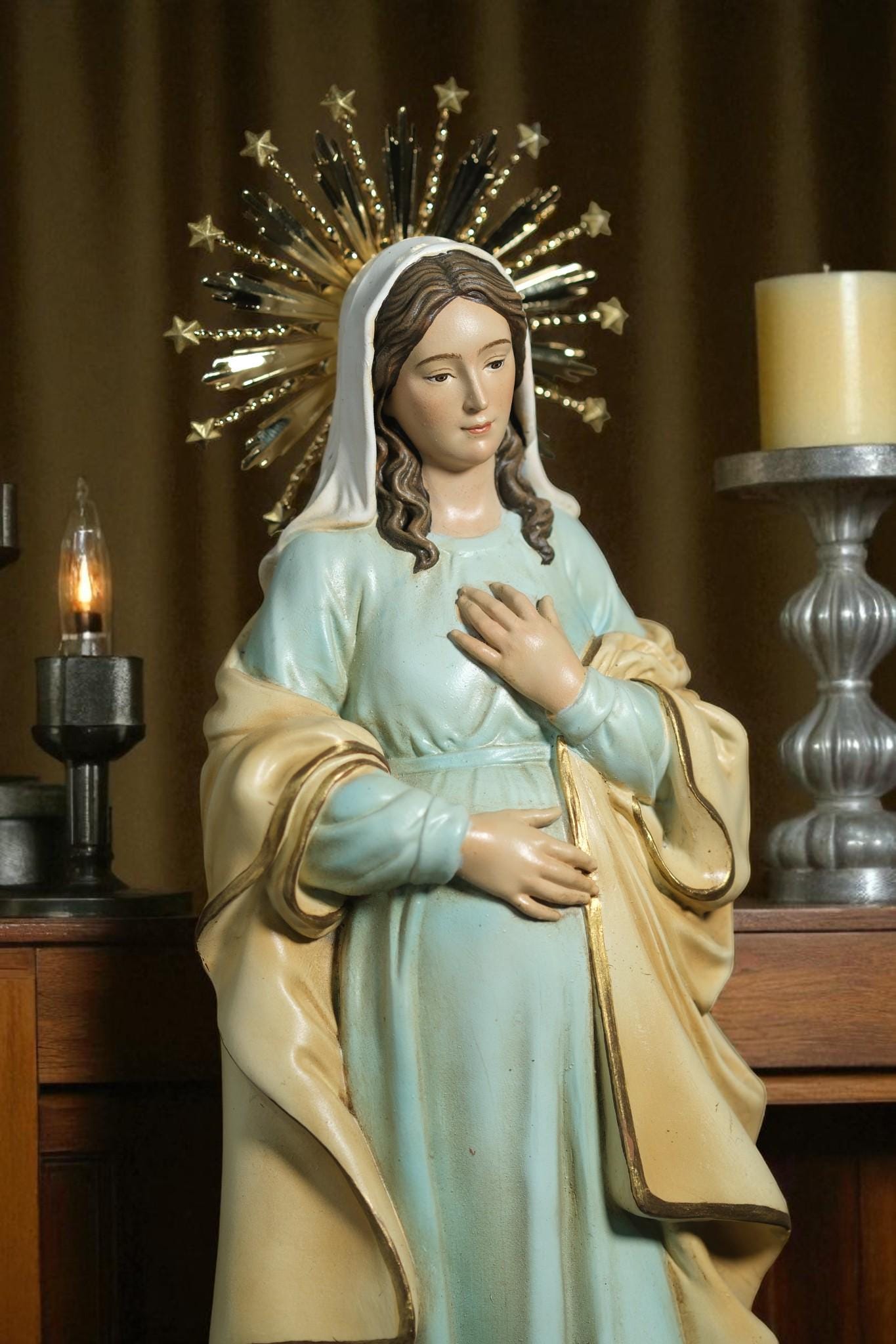 Our Lady of Hope Statue: 30cm Handcrafted Gold-Plated Crown (etsy image id: 7308061826)