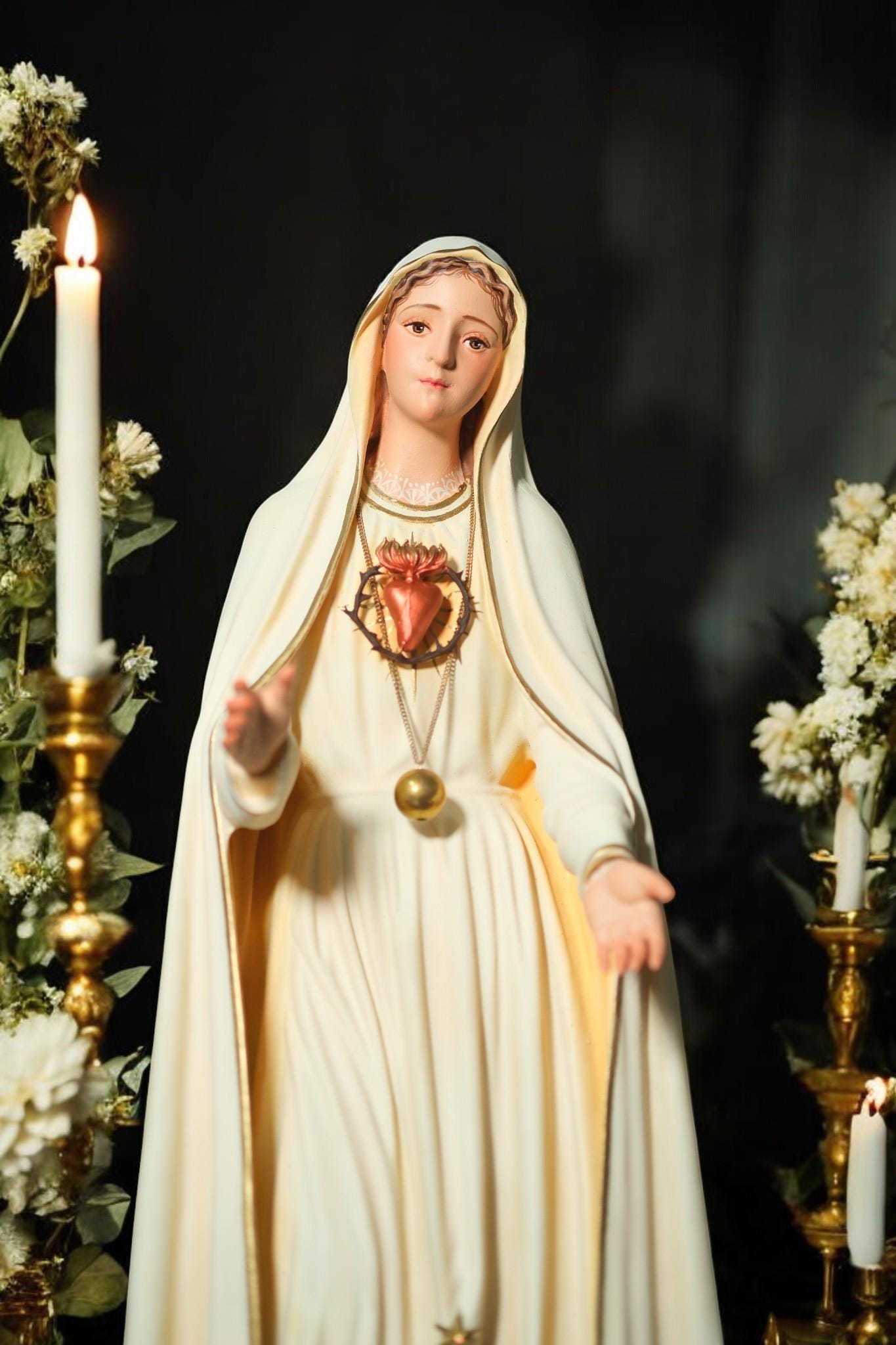 Handmade Our Lady of Fatima Statue: Vintage-Style Catholic Figurine __etsy:7336219251