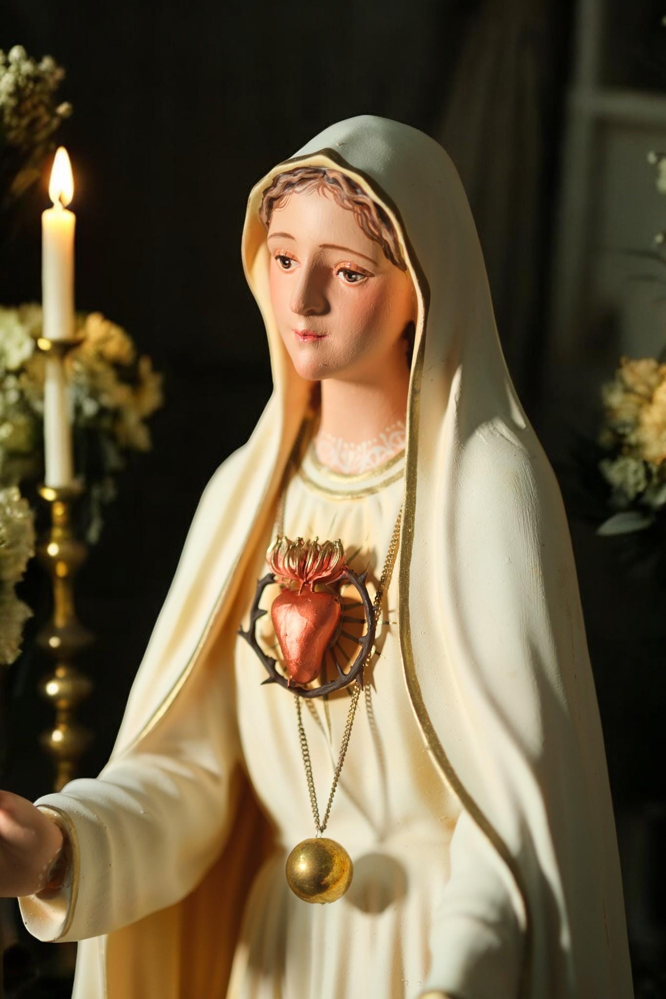 Handmade Our Lady of Fatima Statue: Vintage-Style Catholic Figurine __etsy:7336219261