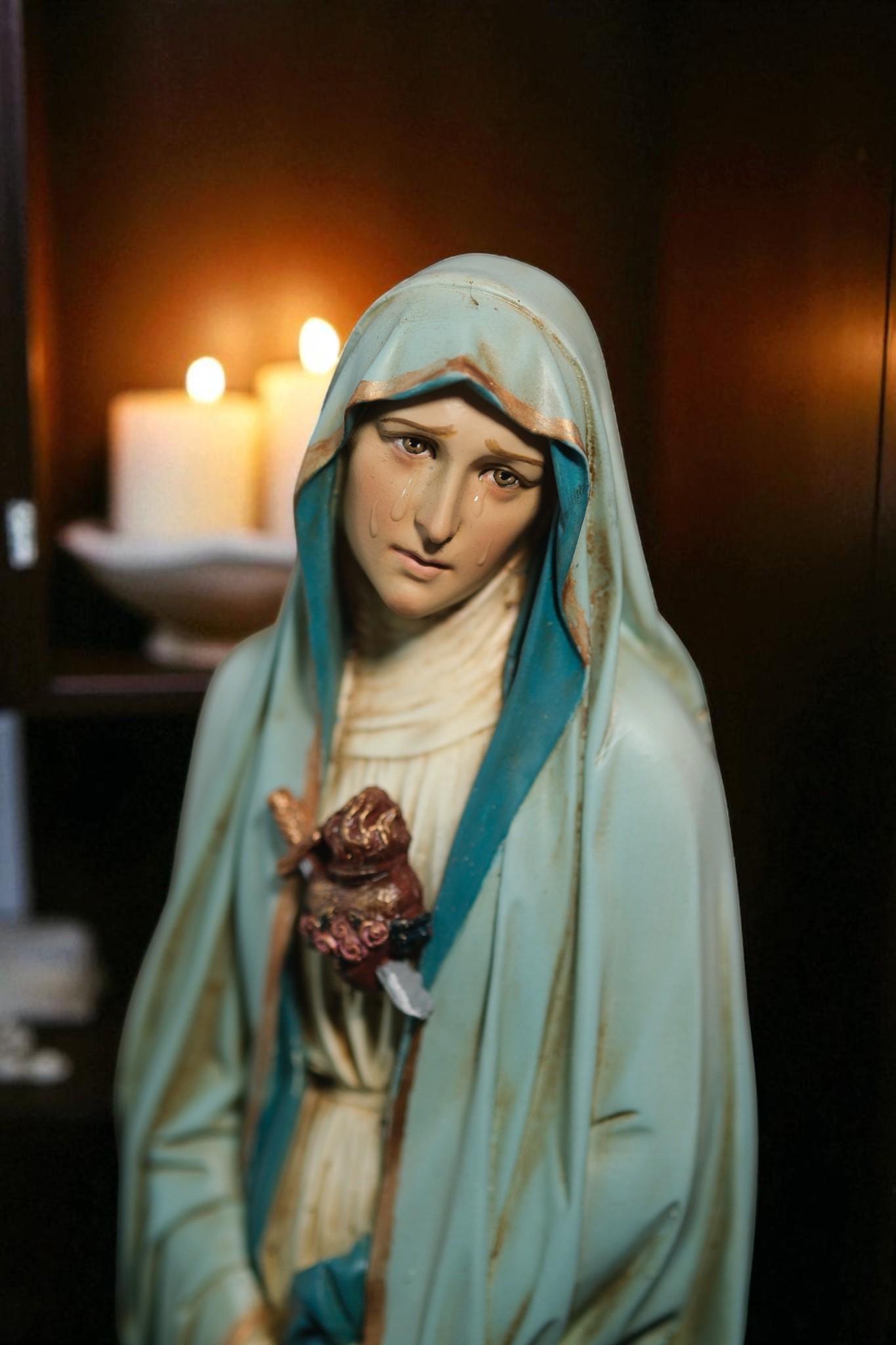 Hand-Painted Our Lady of Sorrows Statue: Catholic Home Decor (11.8 inches __etsy:7355917261
