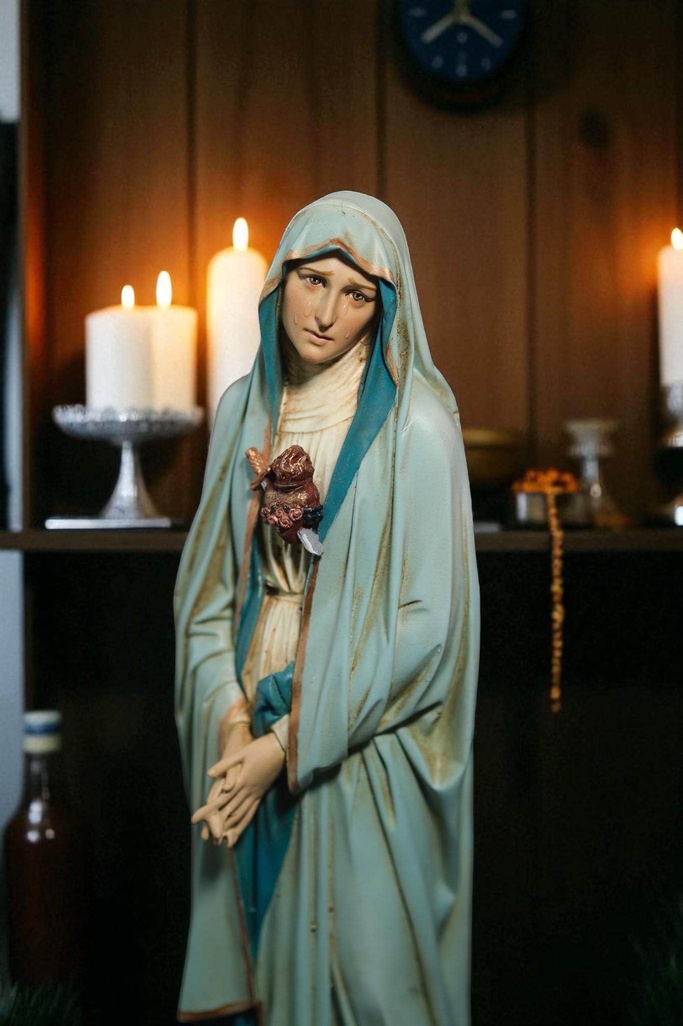 Hand-Painted Our Lady of Sorrows Statue: Catholic Home Decor (11.8 inches __etsy:7355917267