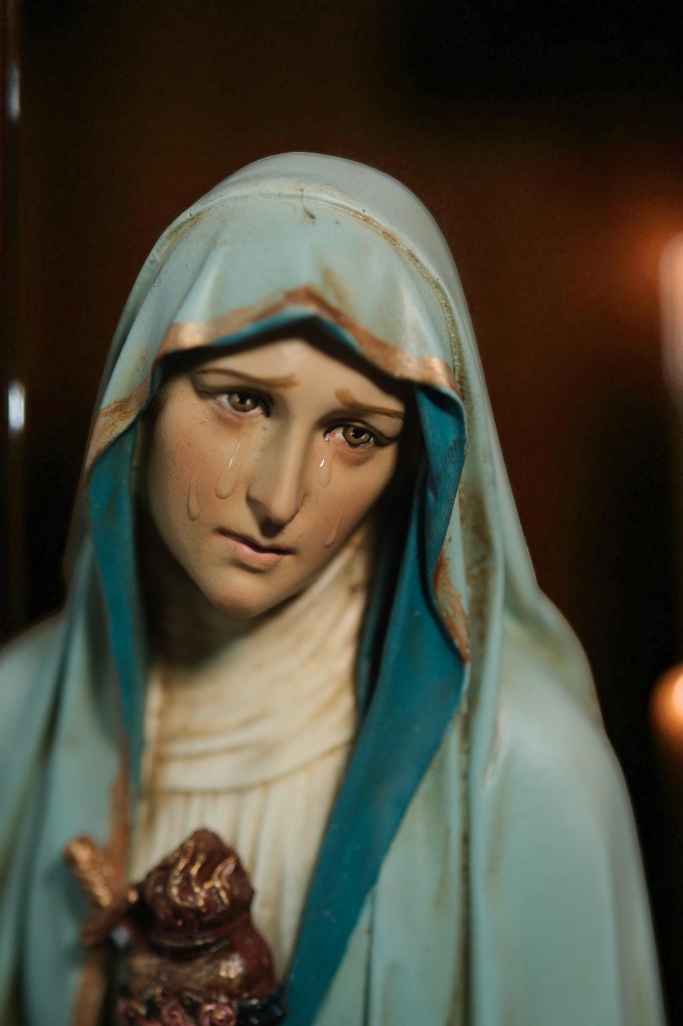 Hand-Painted Our Lady of Sorrows Statue: Catholic Home Decor (11.8 inches __etsy:7355917275