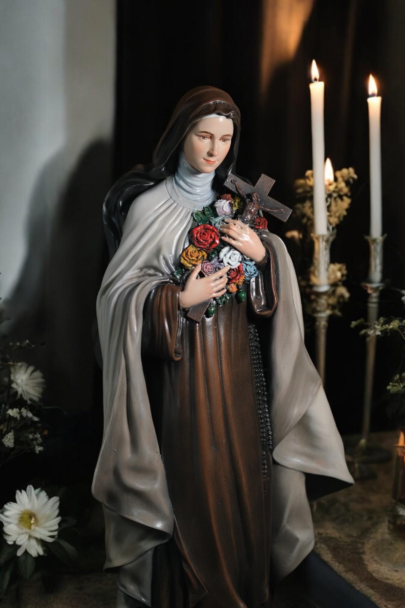 Handmade Saint Teresa Statue: Catholic Home Altar Figurine (etsy image id: 7355961309)