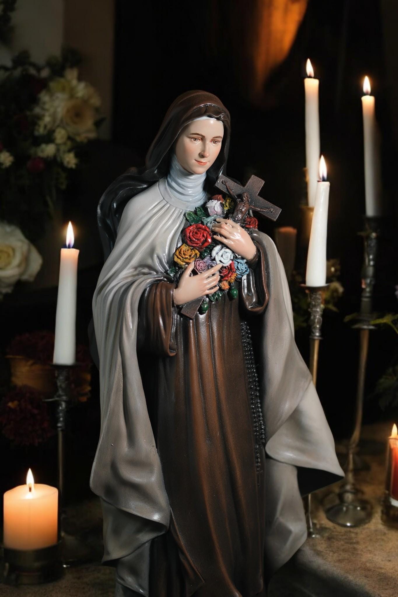 Handmade Saint Teresa Statue: Catholic Home Altar Figurine (etsy image id: 7355961319)