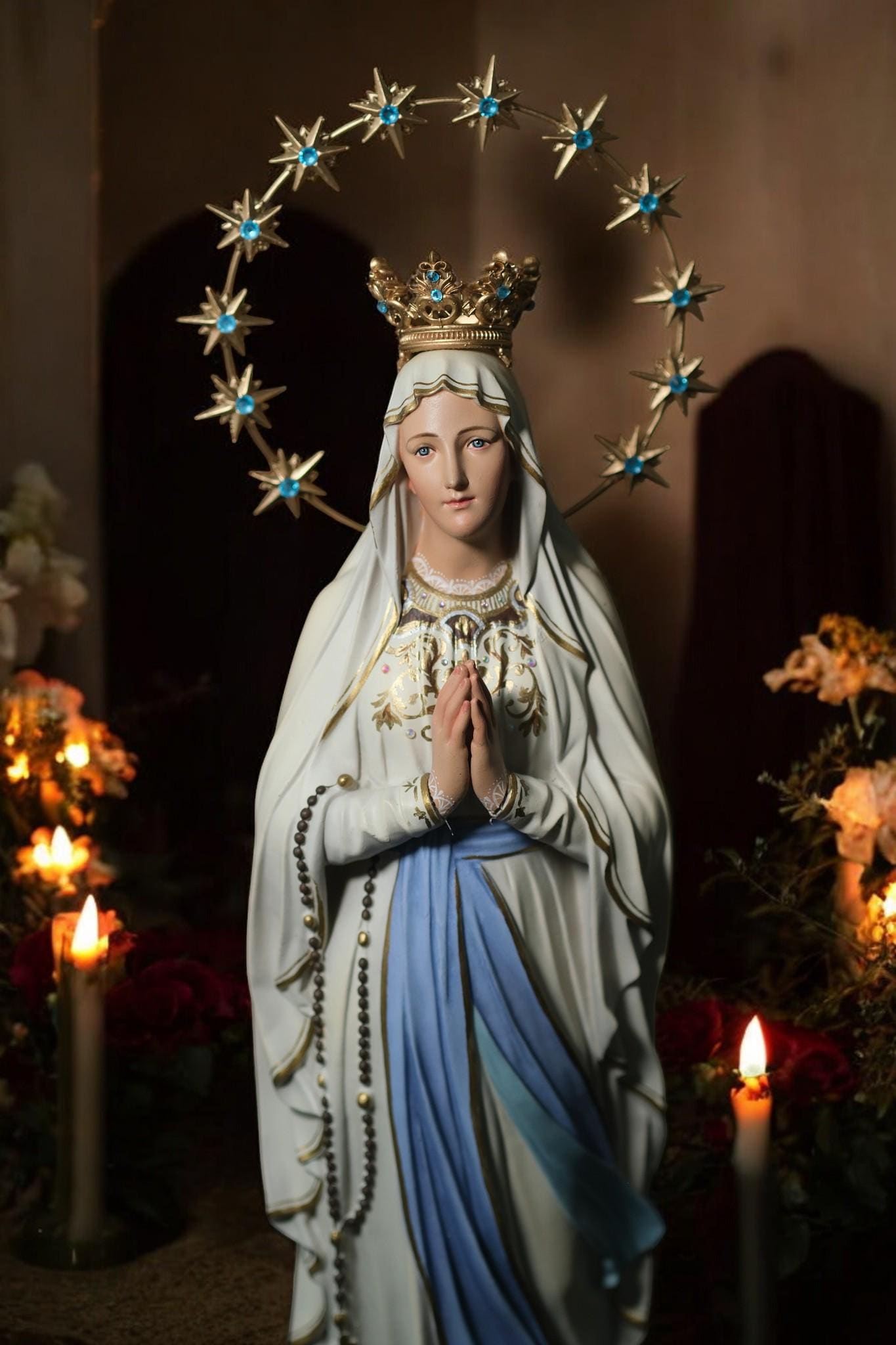 Hand-Painted Our Lady of Lourdes Statue: Antique Finish, Home Altar Decor (etsy image id: 7355993939)