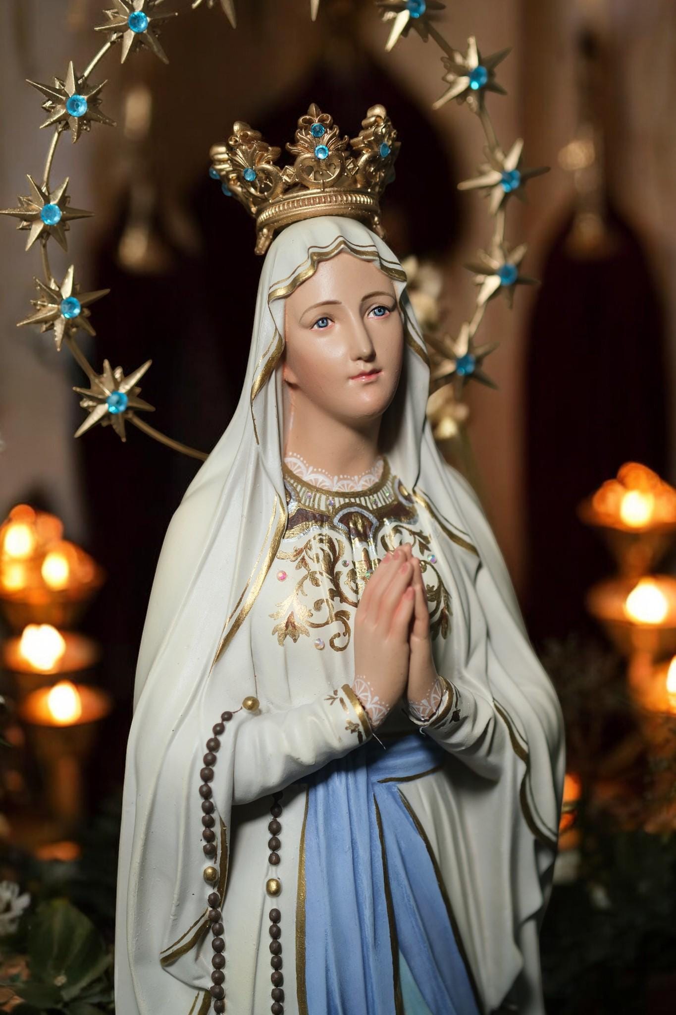 Hand-Painted Our Lady of Lourdes Statue: Antique Finish, Home Altar Decor (etsy image id: 7355993947)