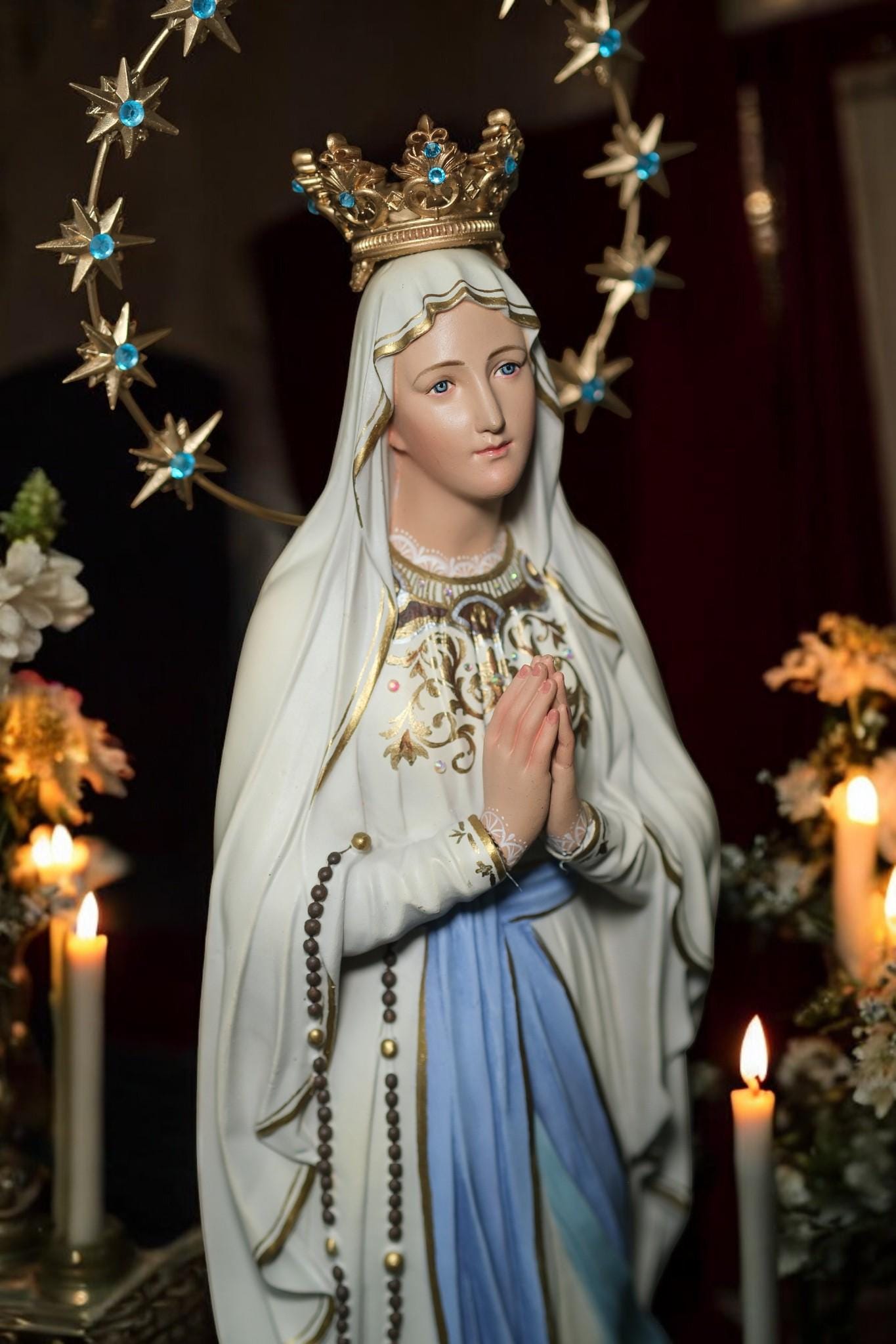 Hand-Painted Our Lady of Lourdes Statue: Antique Finish, Home Altar Decor (etsy image id: 7355993949)