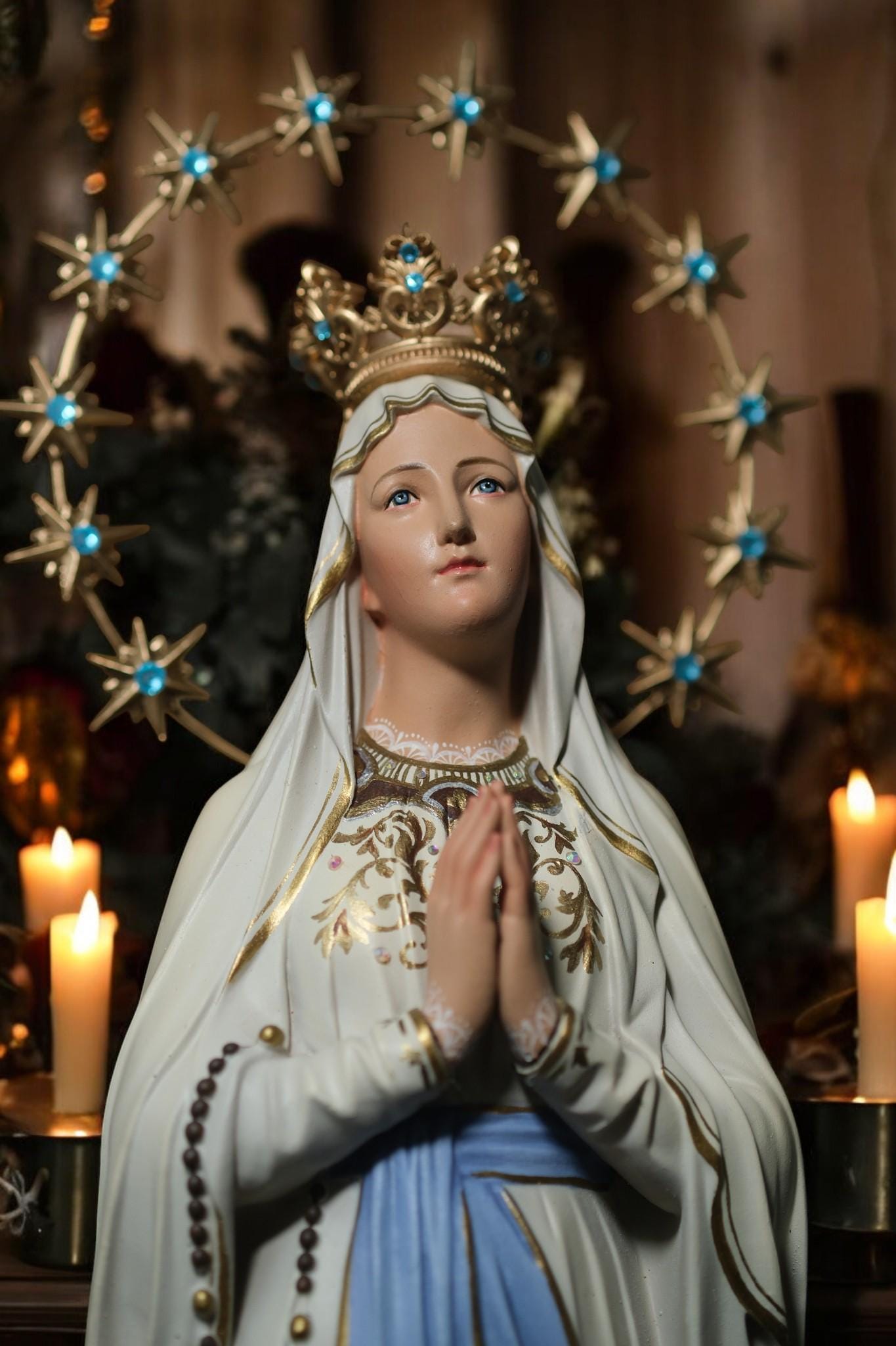 Hand-Painted Our Lady of Lourdes Statue: Antique Finish, Home Altar Decor (etsy image id: 7355993961)