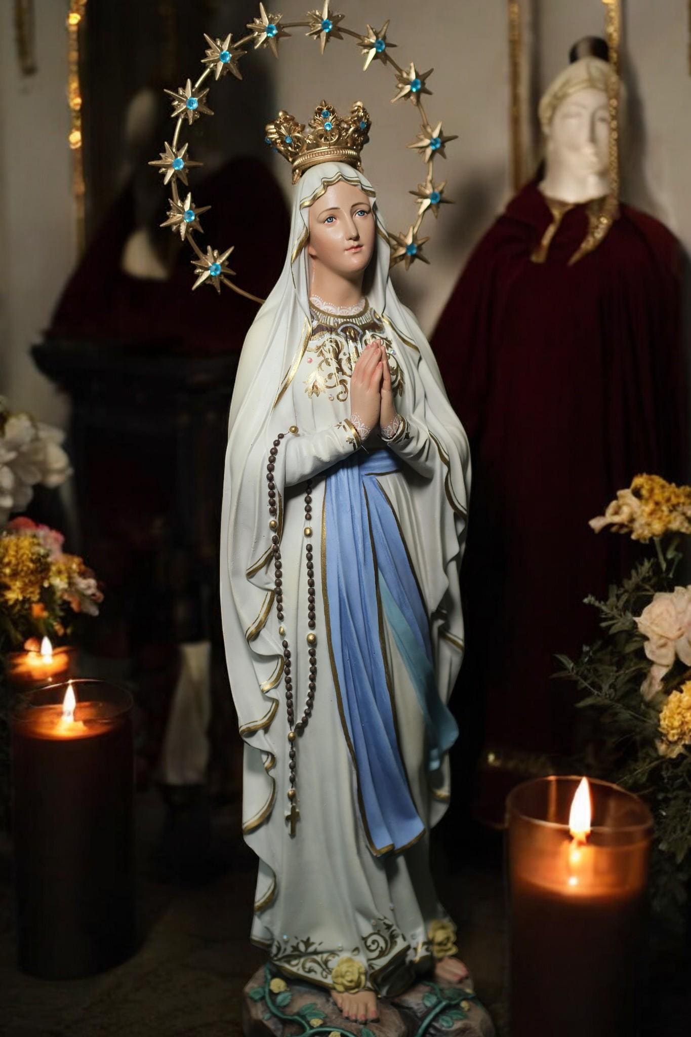 Hand-Painted Our Lady of Lourdes Statue: Antique Finish, Home Altar Decor (etsy image id: 7355993967)